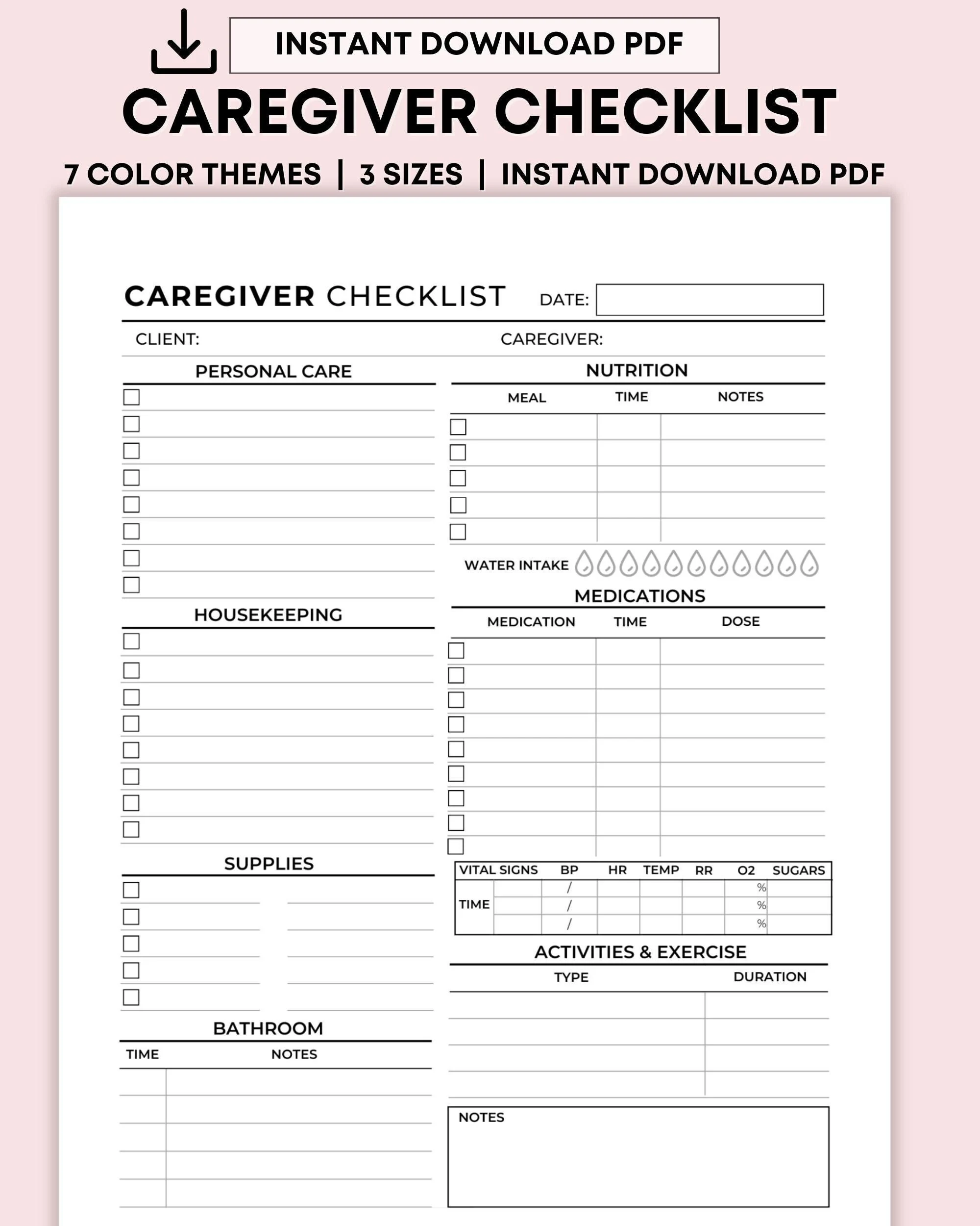 Senior Caregiver Checklist Printable
