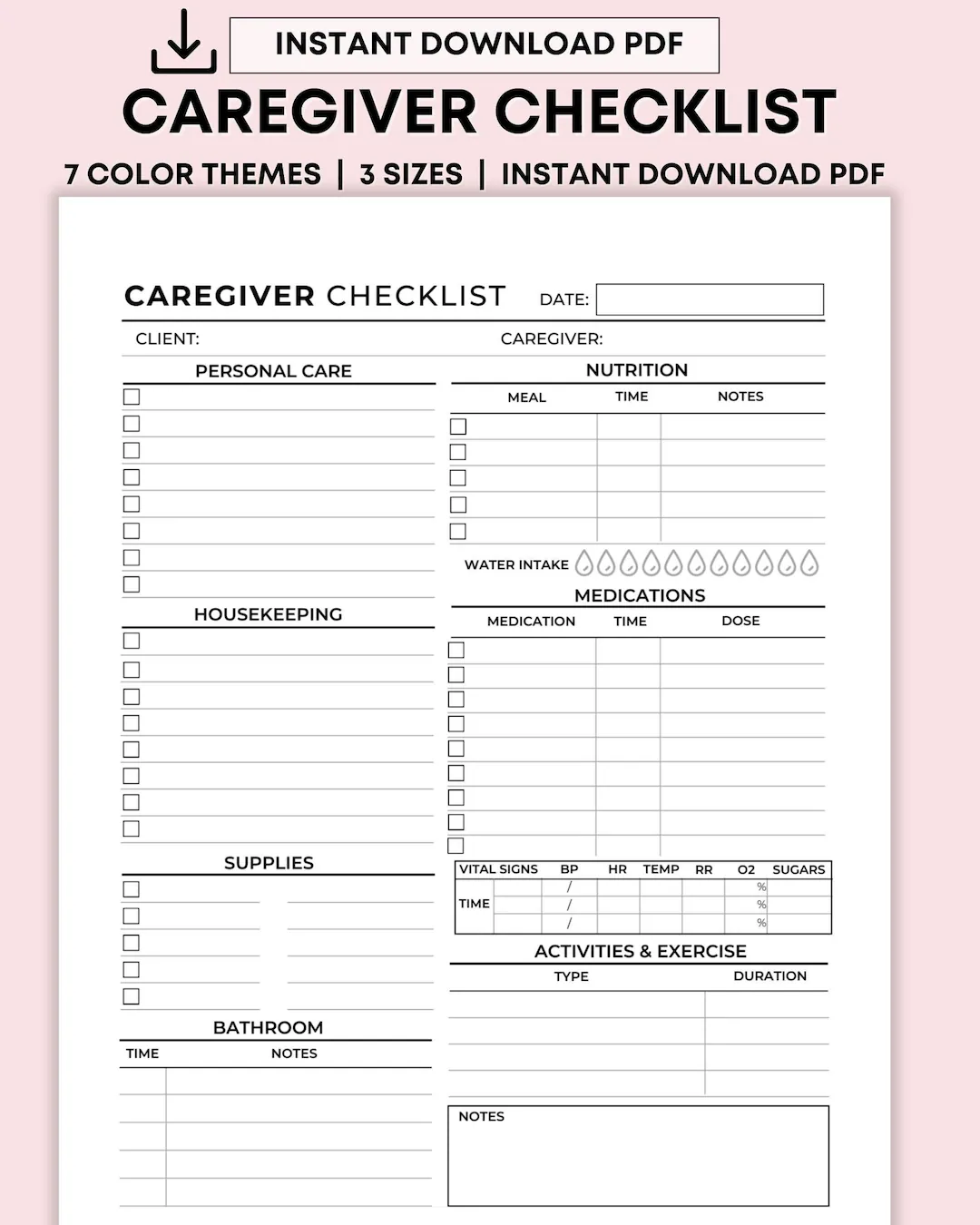 Senior Caregiver Checklist Printable