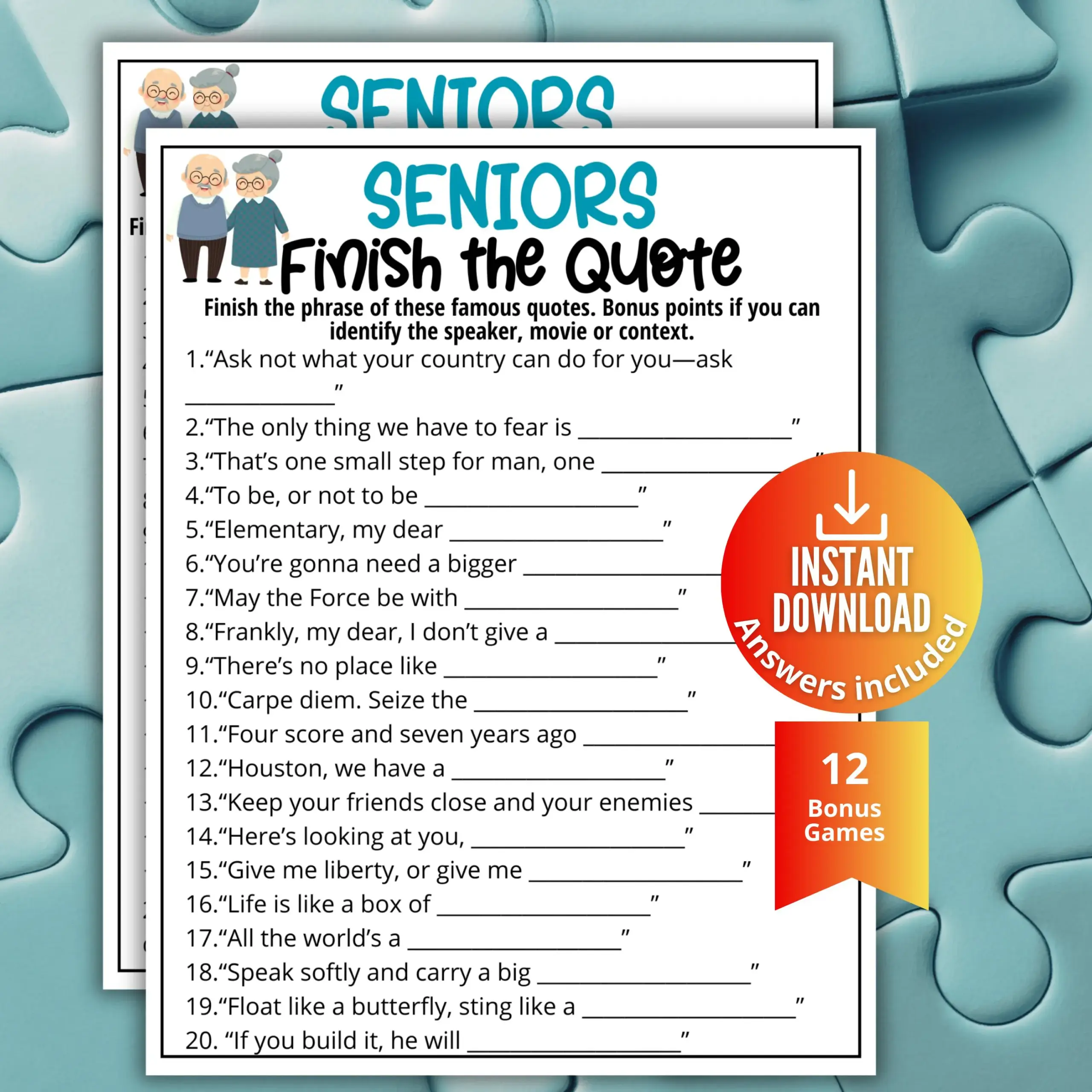 Senior Finish The Quote Trivia