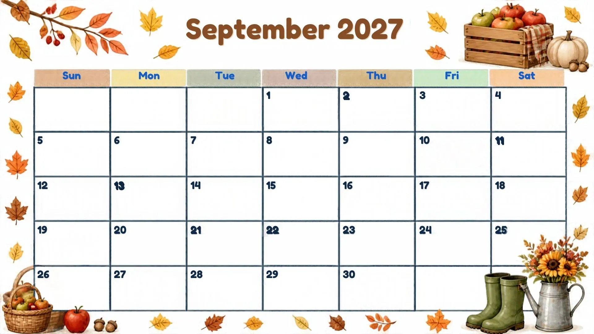 September 2026 Calendar Digital