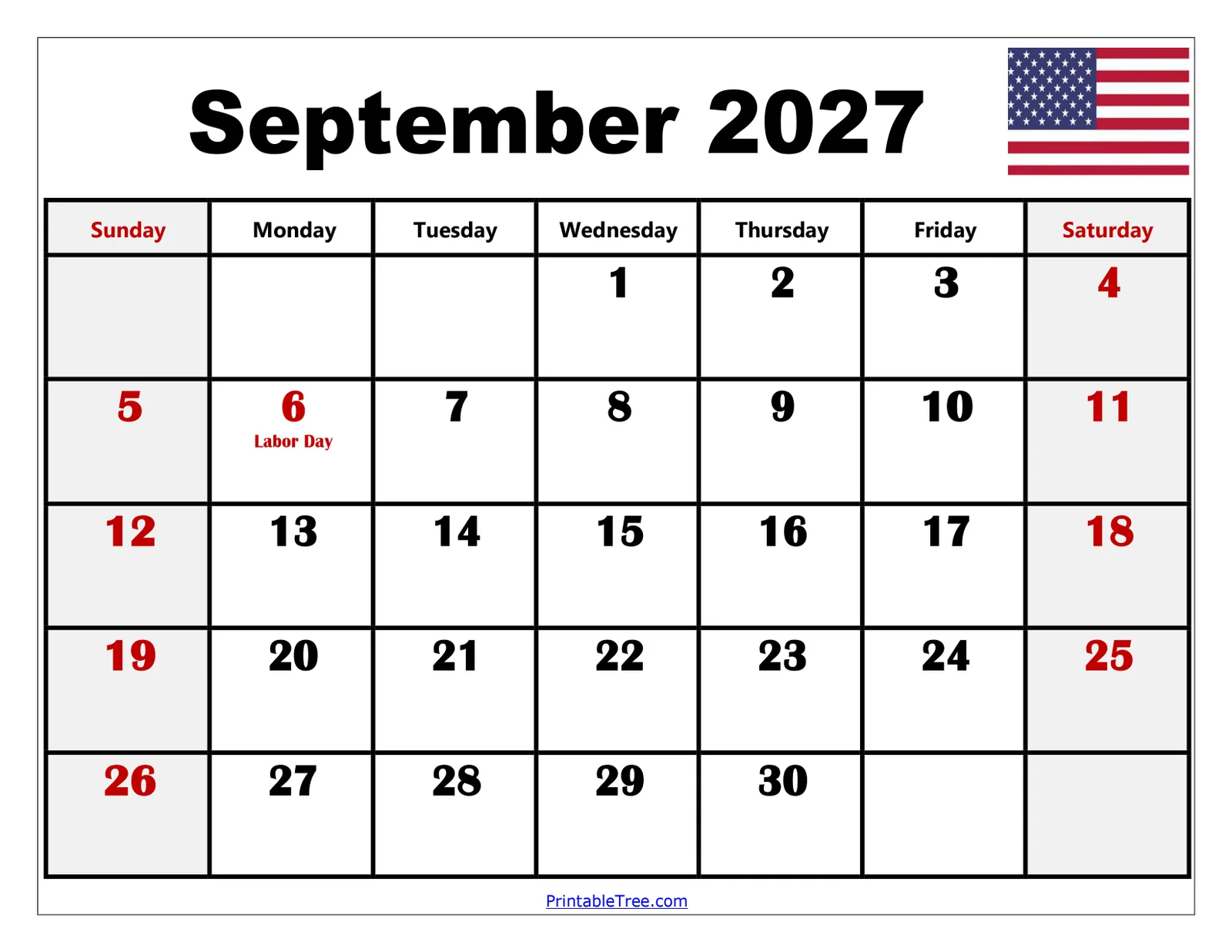 September 2027 Calendar Printable