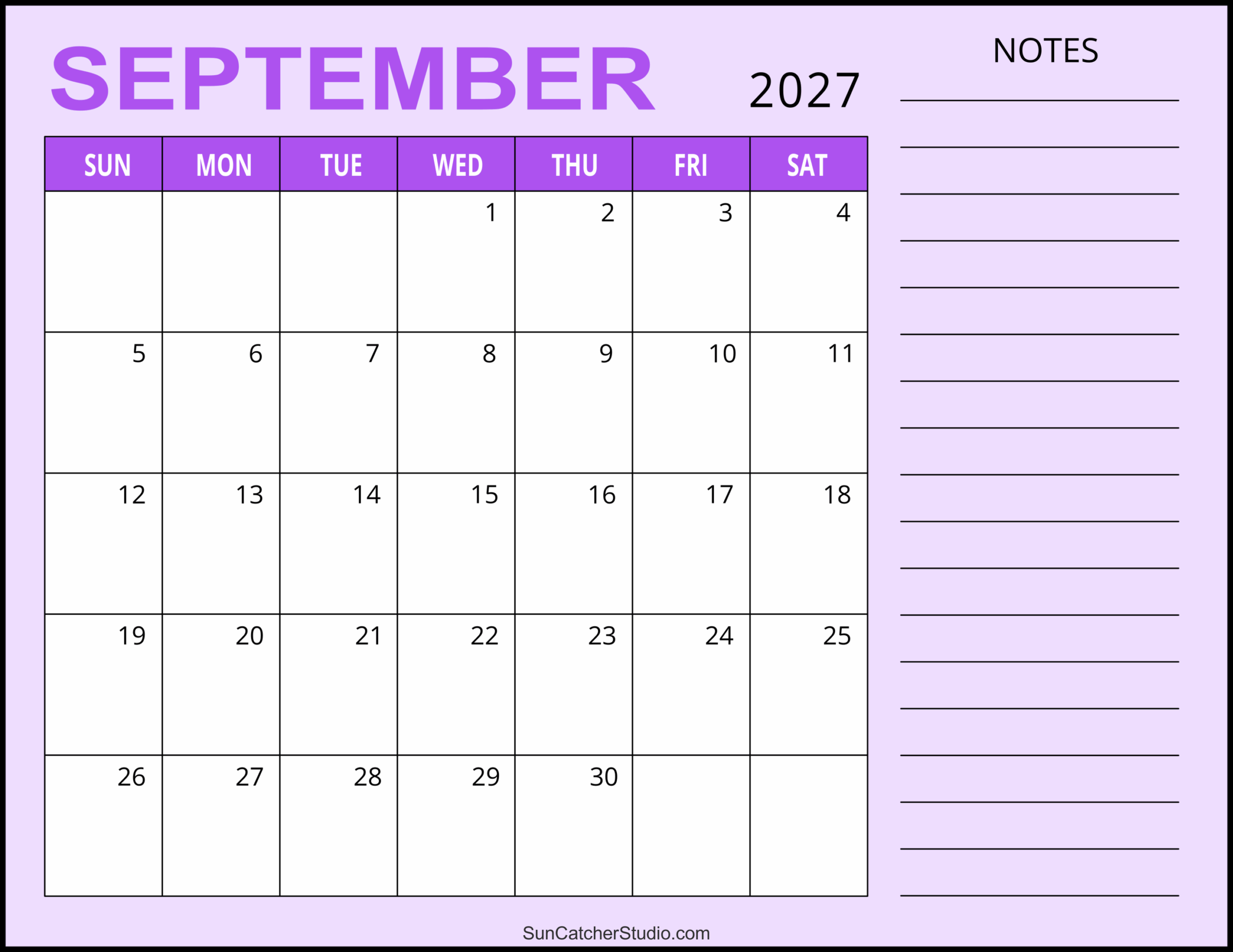September 2027 Calendar