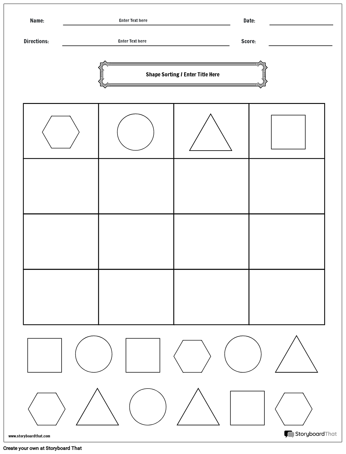 Shape Sorting Worksheets