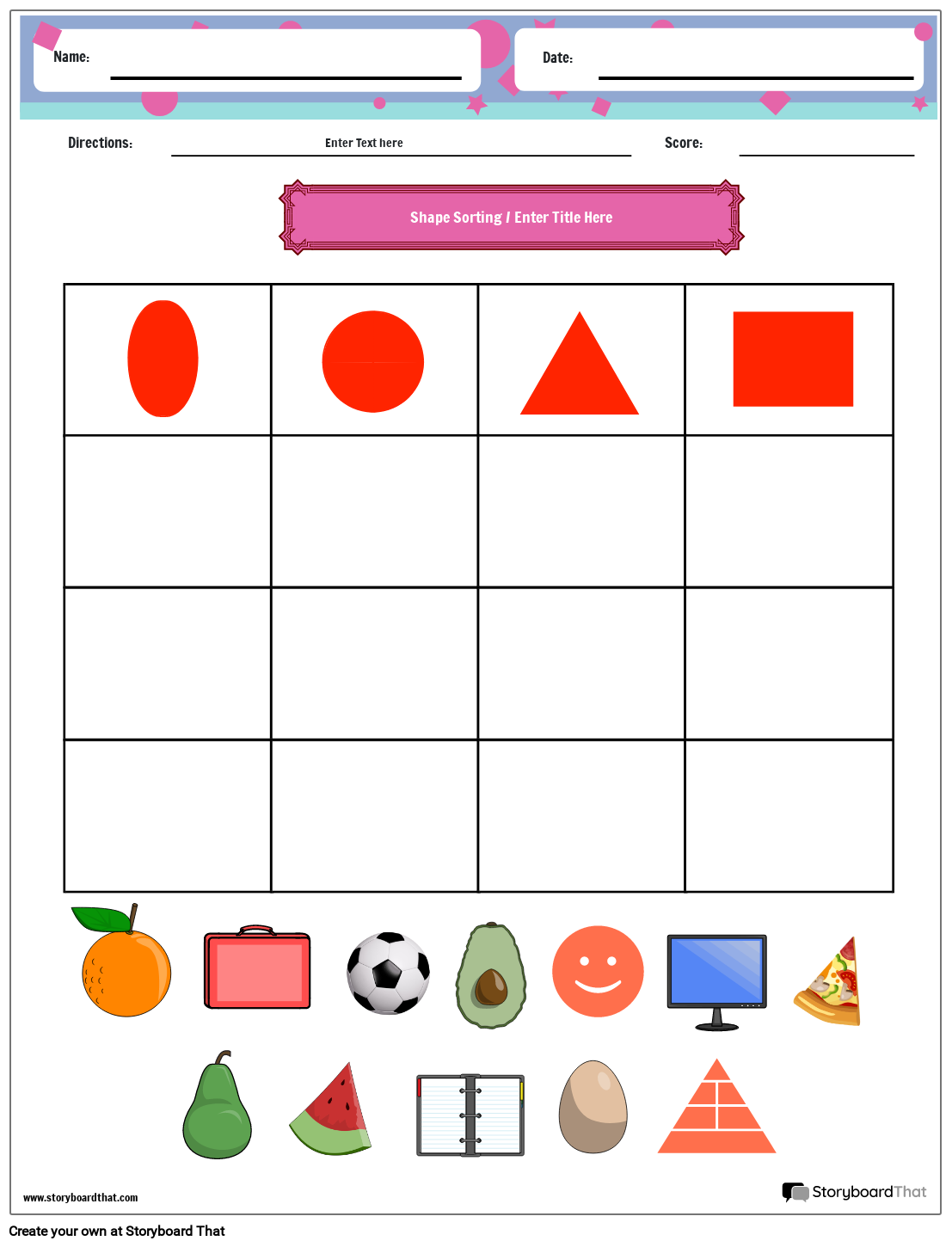 Shape Sorting Worksheets