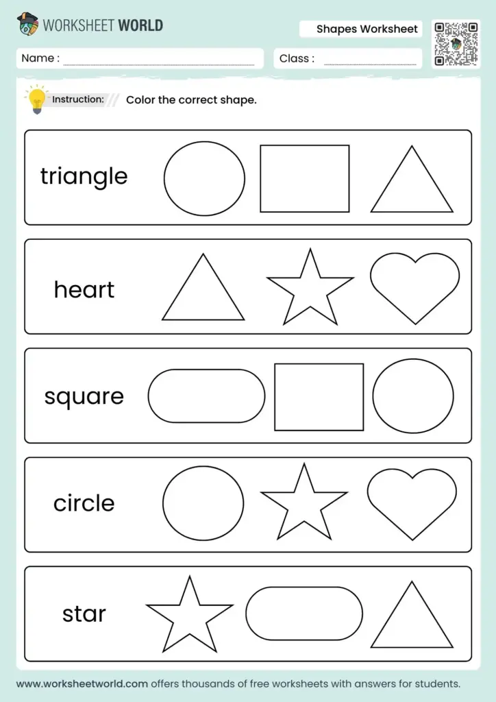 Shapes Worksheet For Nursery