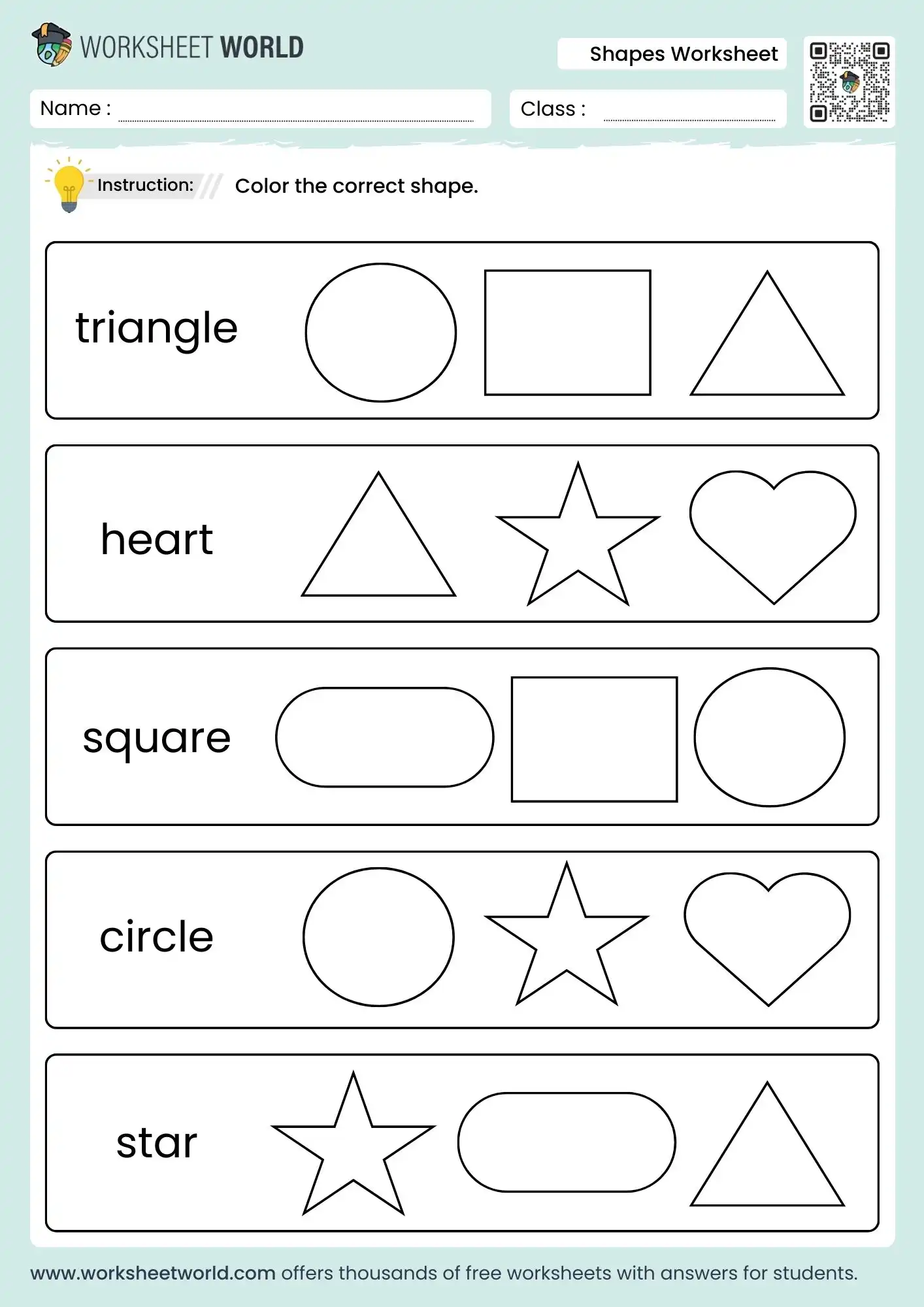 Shapes Worksheet For Nursery