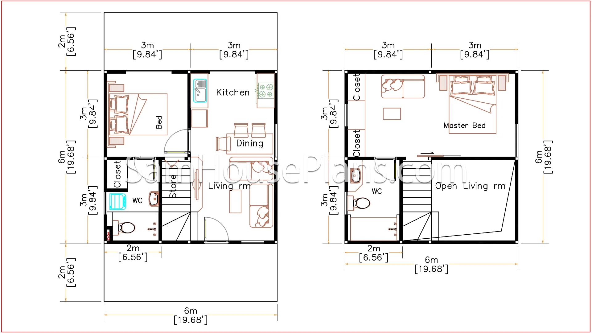 Simple House Plans 6x6 Mt 20x20 Ft Gable Roof