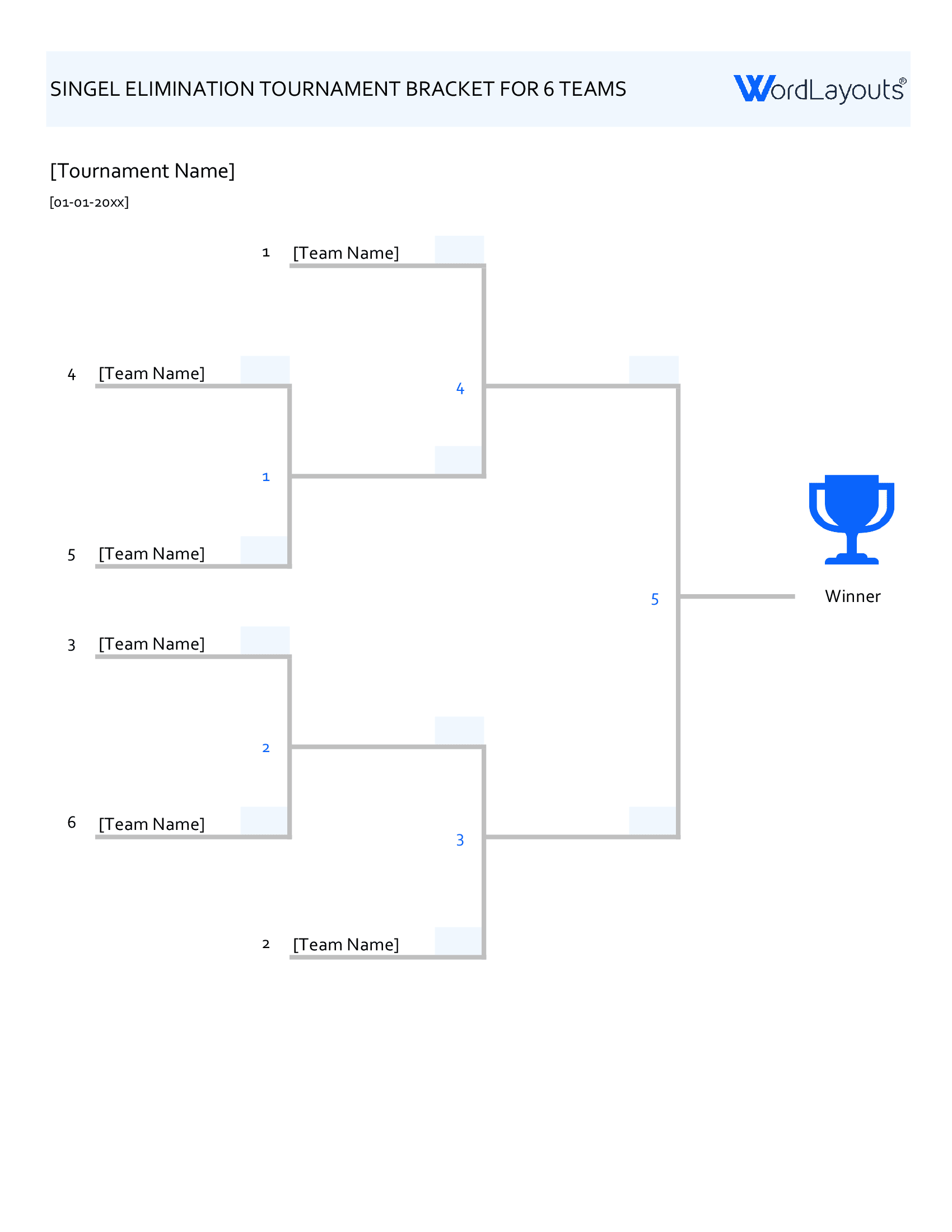 Single Elimination Tournament Bracket Template Excel