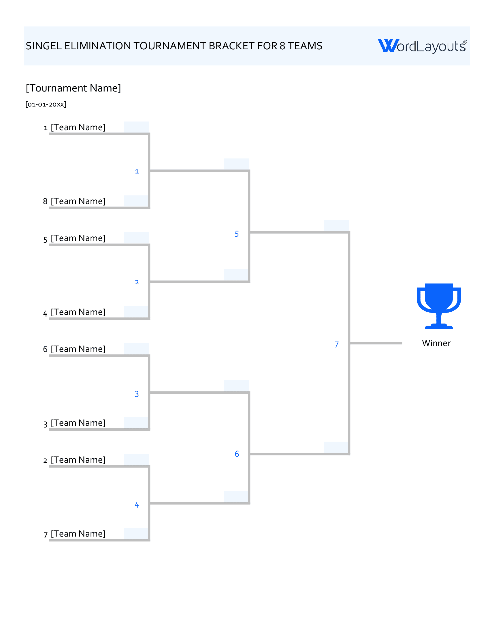 Single Elimination Tournament Bracket Template Excel