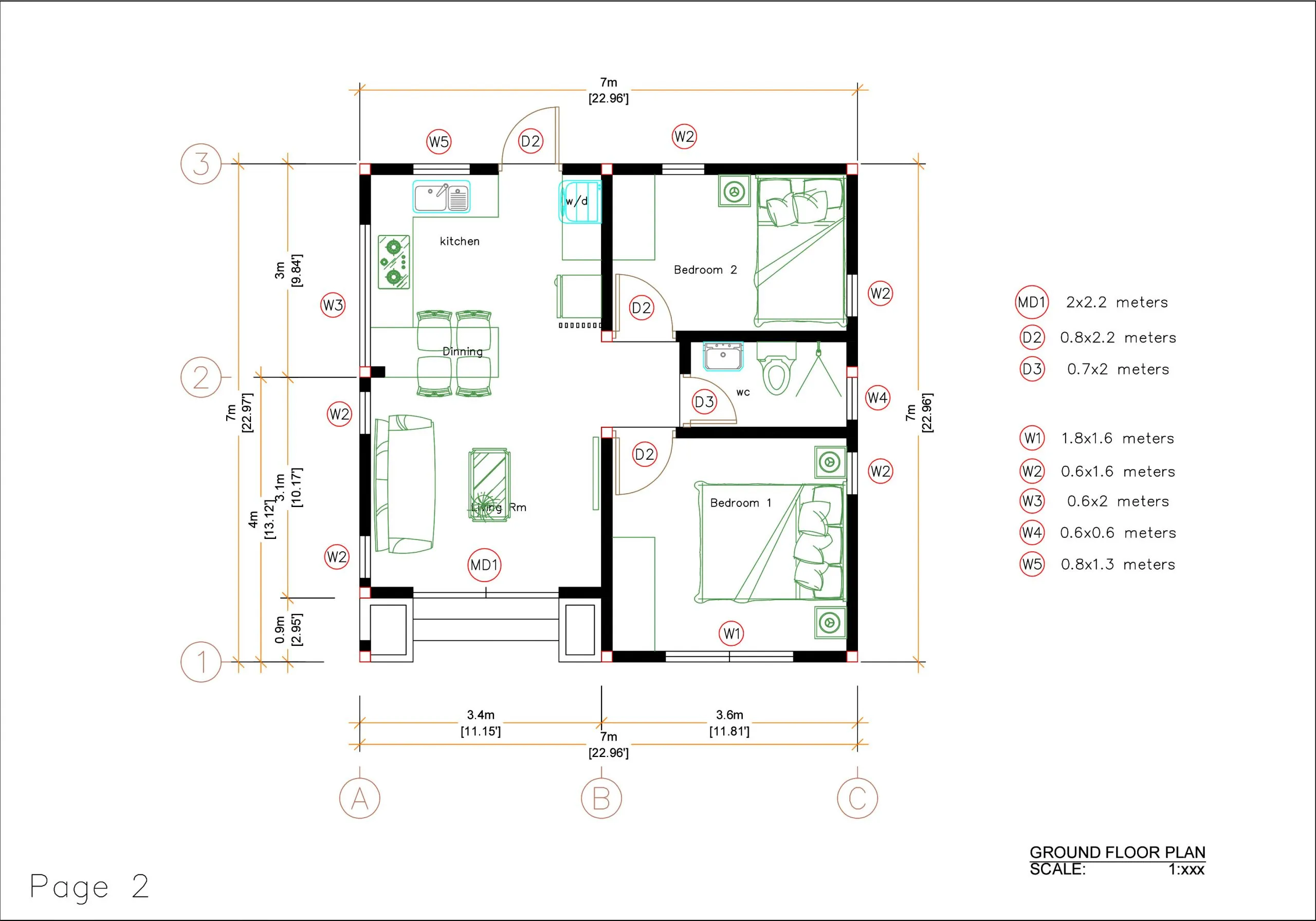 Small House Design 7x7 Meters 24x24 Feet