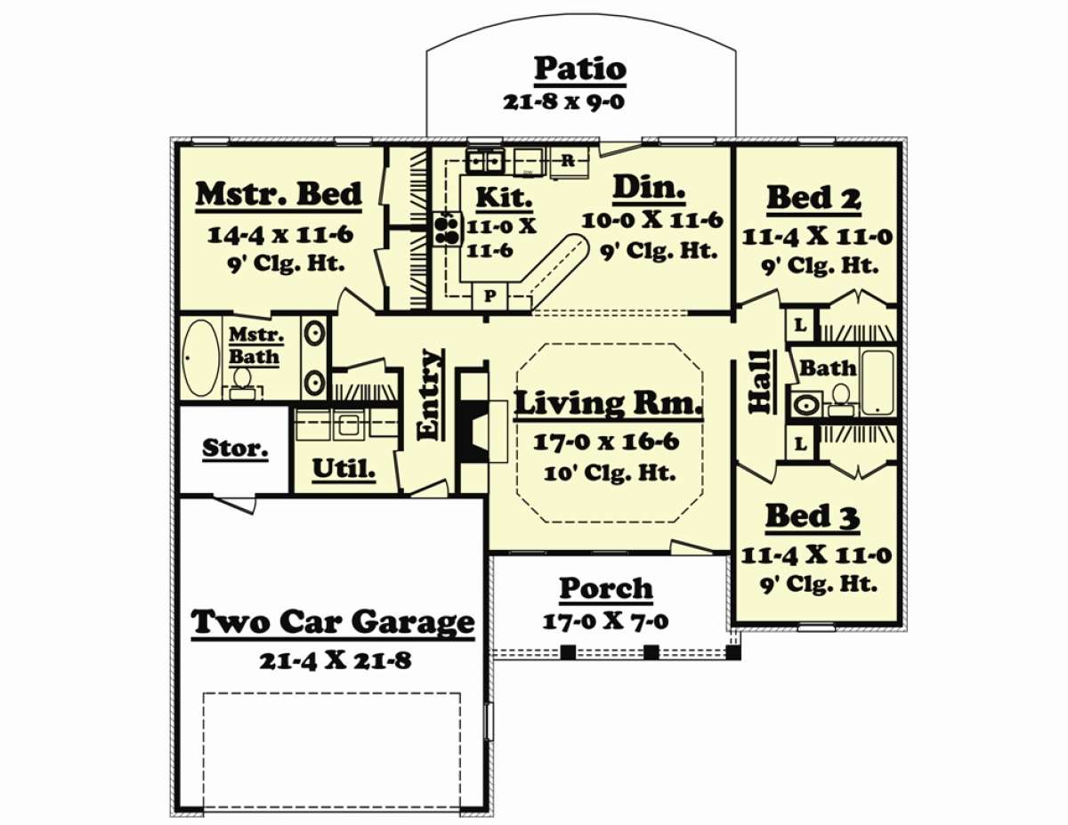 Small Plan 1400 Square Feet 3 Bedrooms 2 Bathrooms