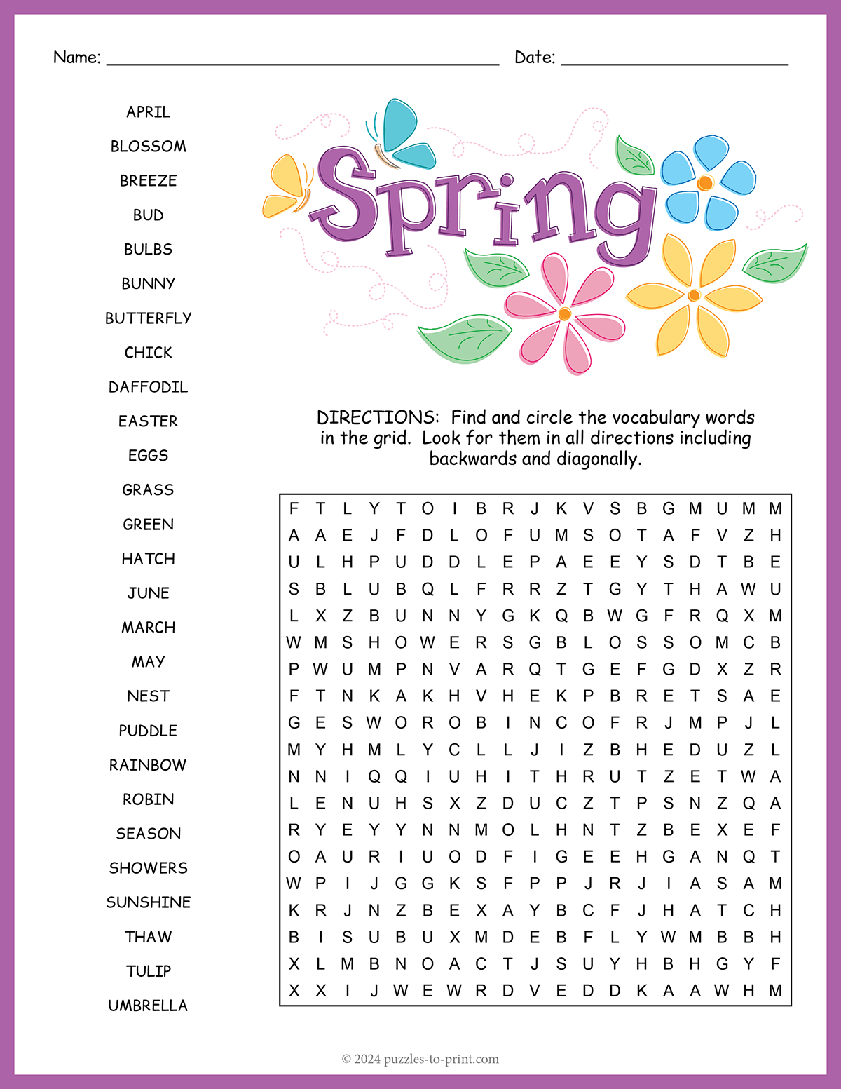 Spring Word Search Shtml