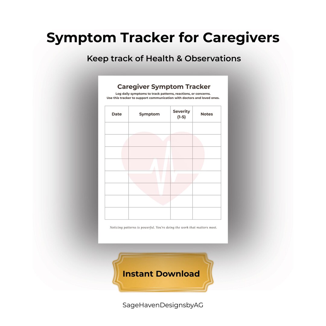 Symptom Tracker For Caregivers Daily
