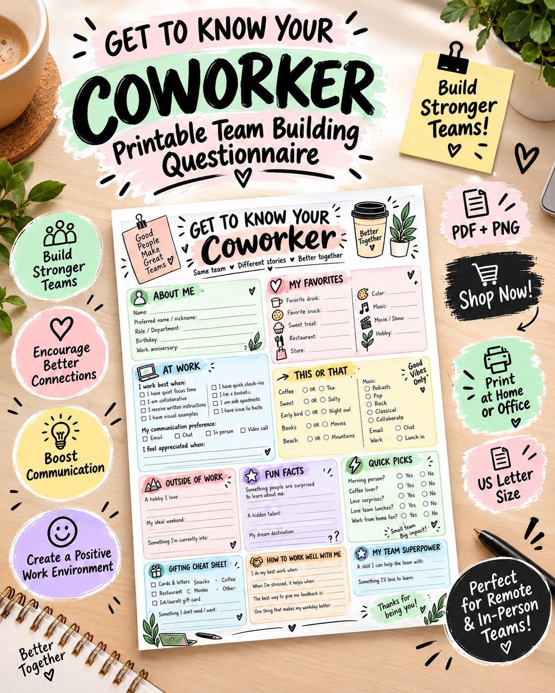 Team Building Get To Know Me Questionnaire Printable