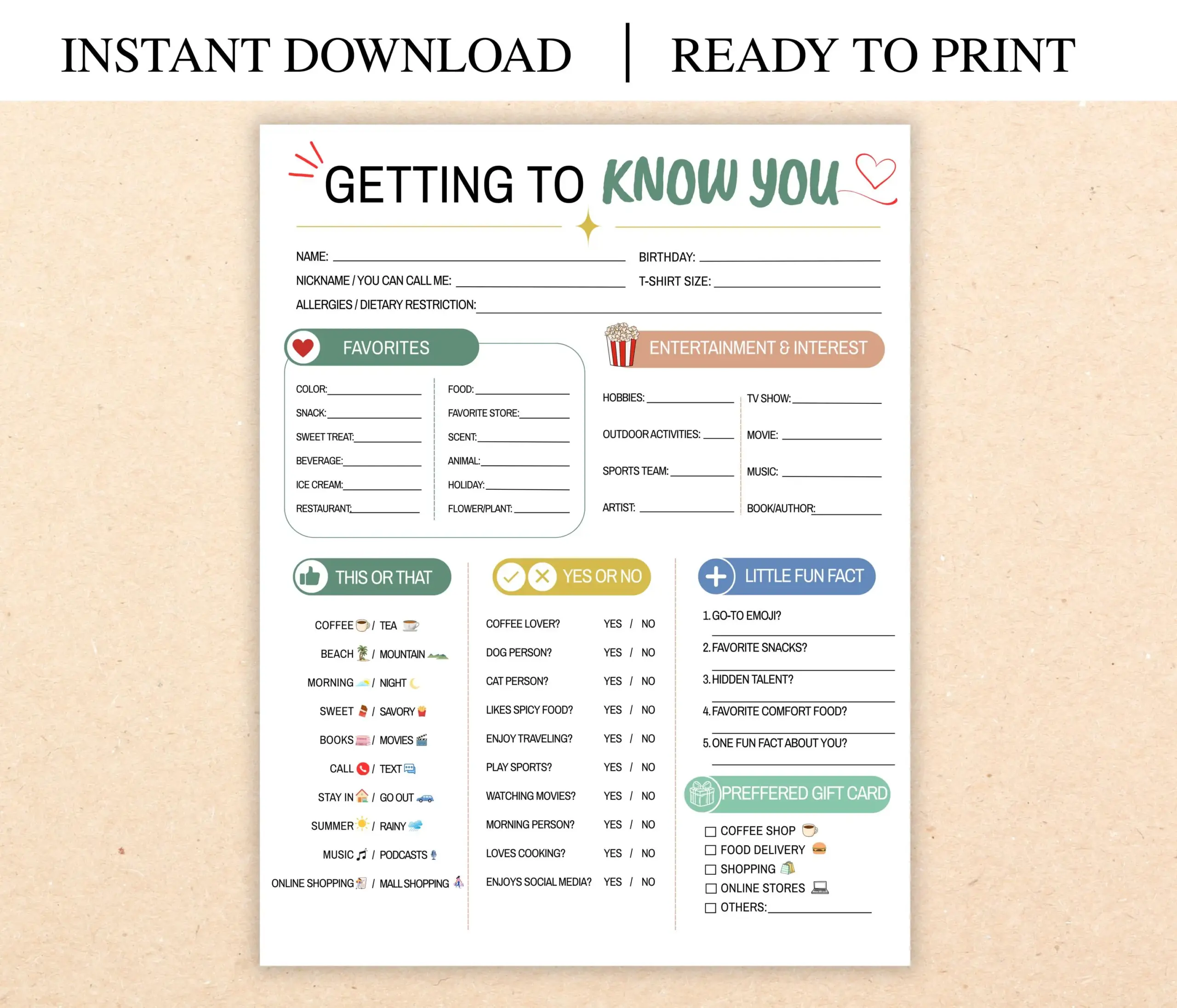 Team Building Get To Know Your Staff Questionnaire Printable Team Building Get To Know Your Staff Questionnaire Printable