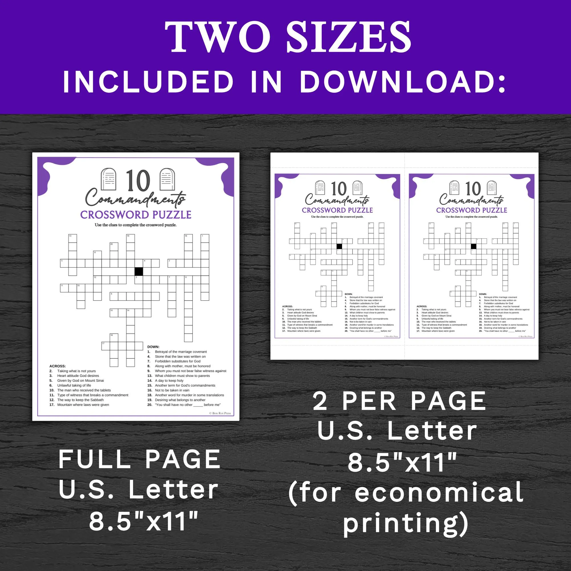 Ten Commandments Crossword Puzzle Old