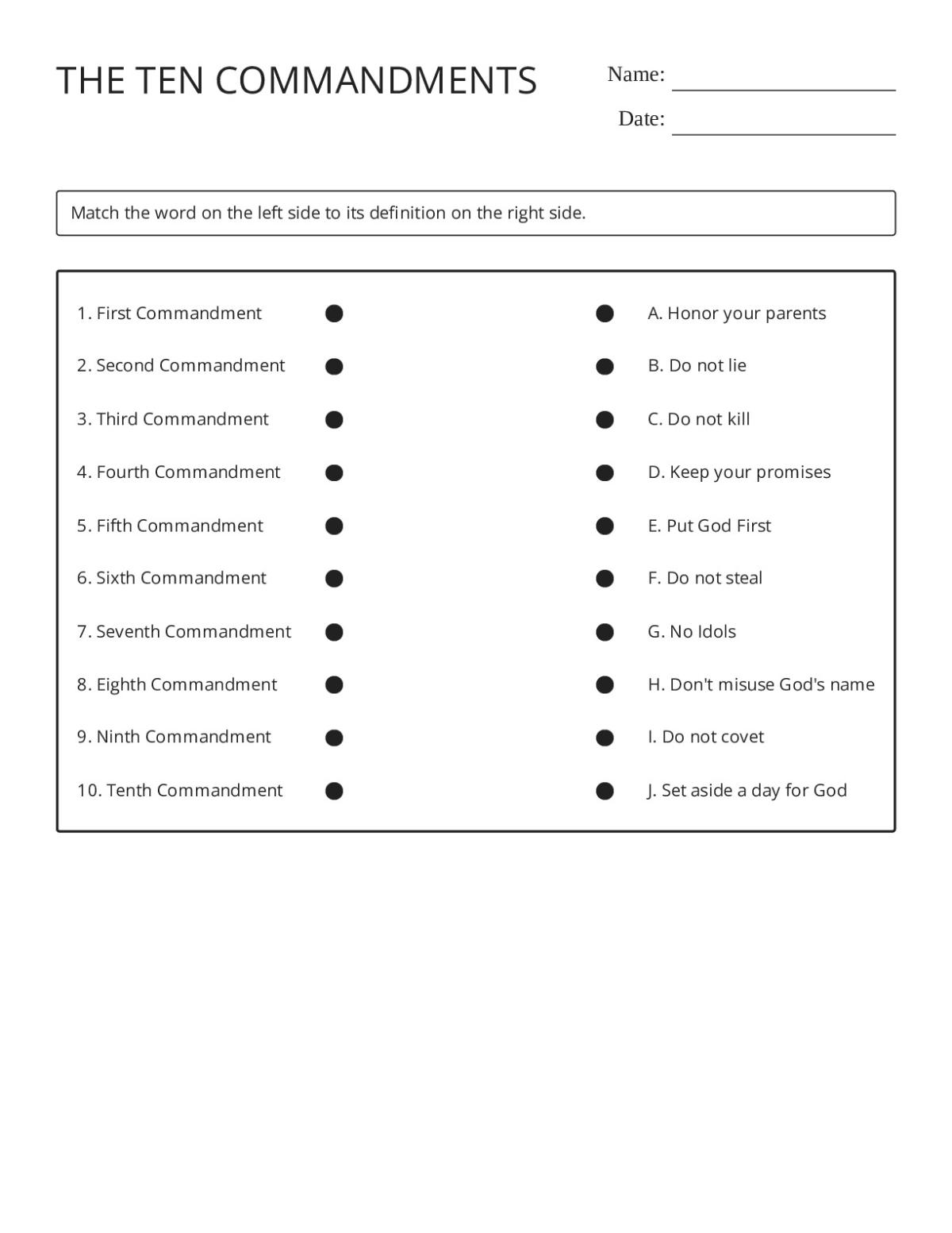 Ten Commandments Matching 4