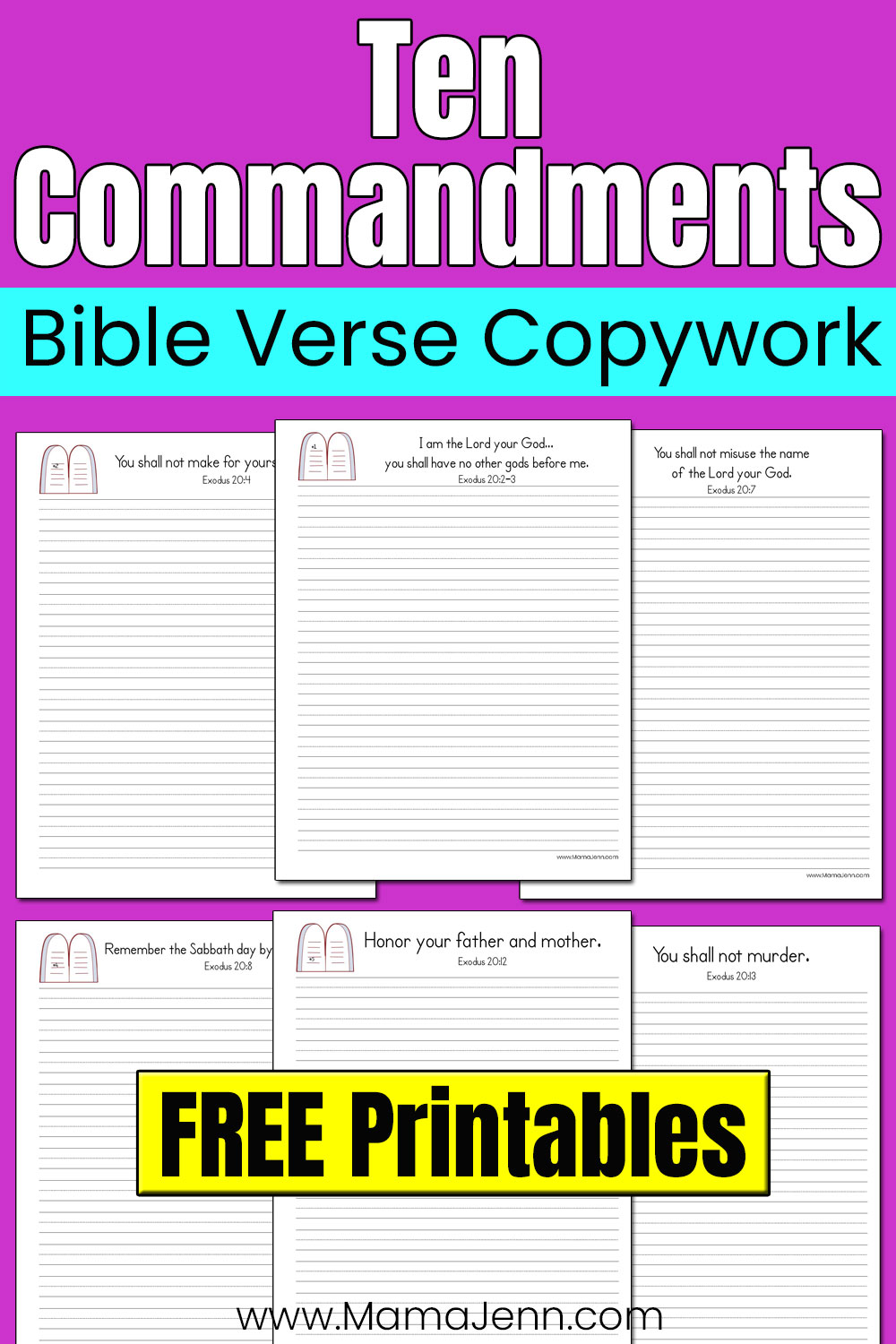 Ten Commandments Printables Copywork