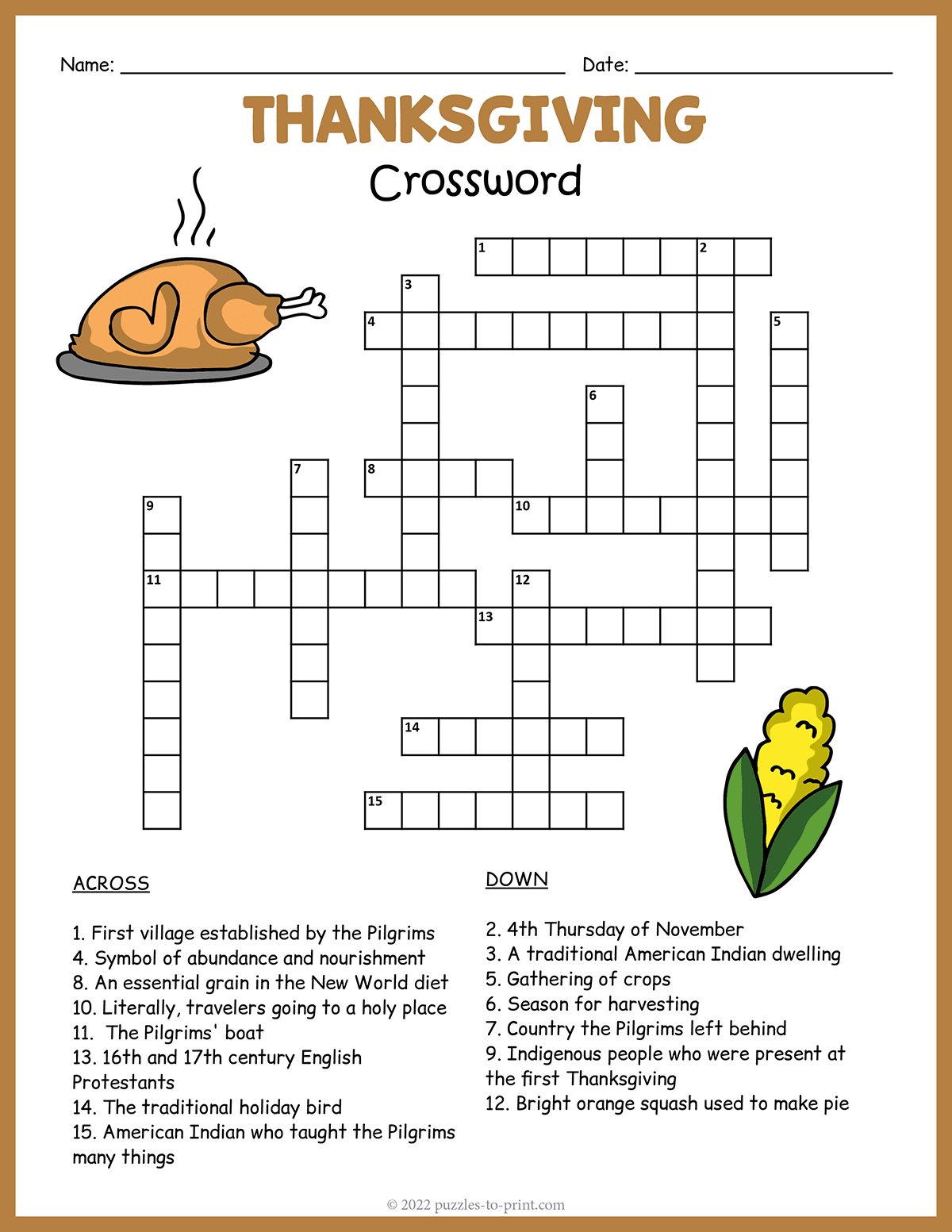 Thanksgiving Crossword Shtml Thanksgiving Crossword Shtml