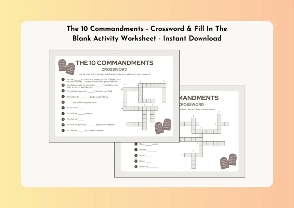 The 10 Commandments Crossword Fill In