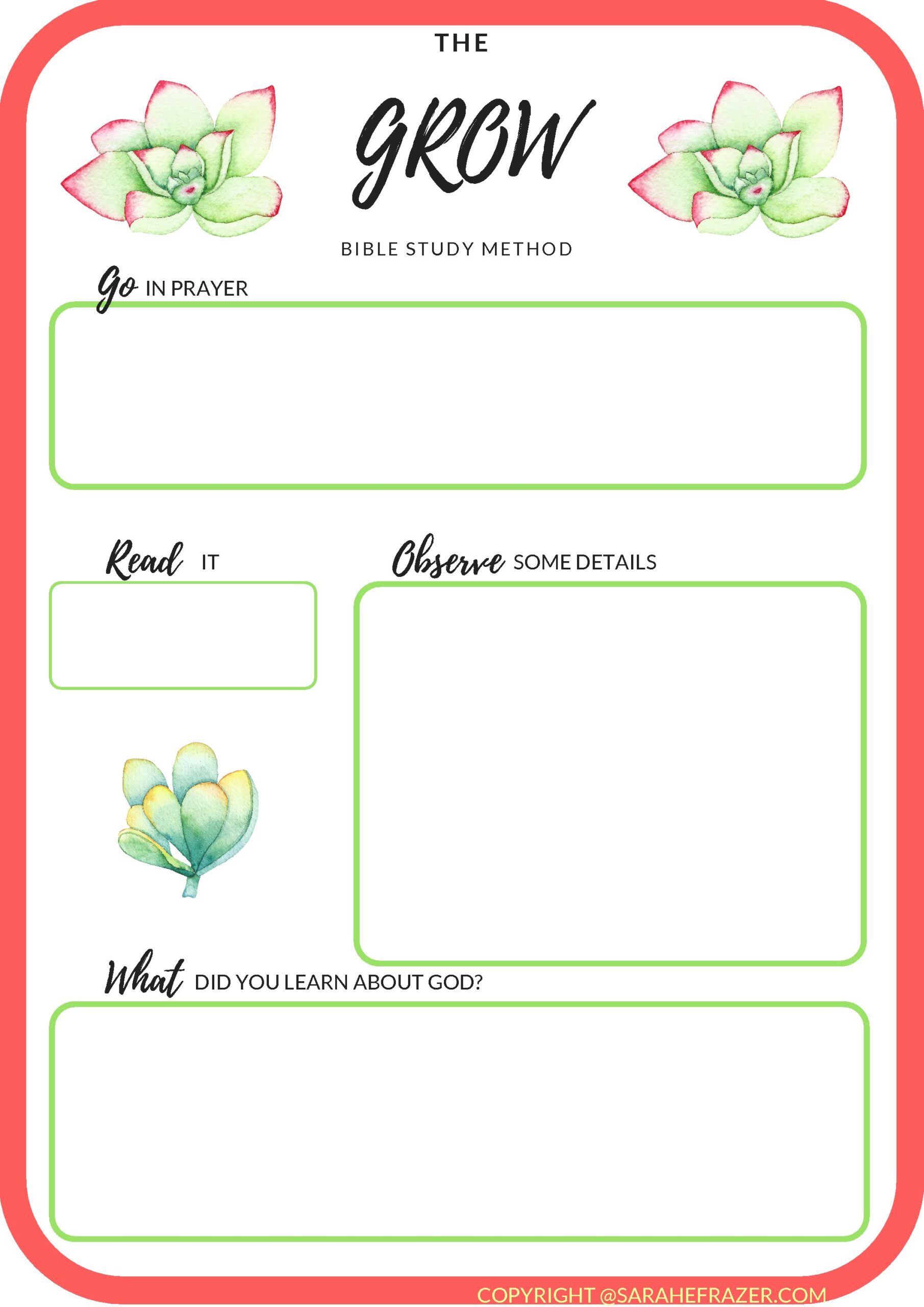 The Grow Bible Study Method Worksheet Free Download