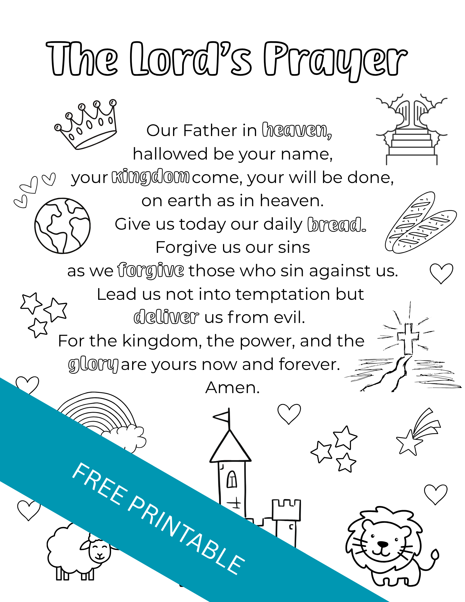 The Lords Prayer Printable For Kids