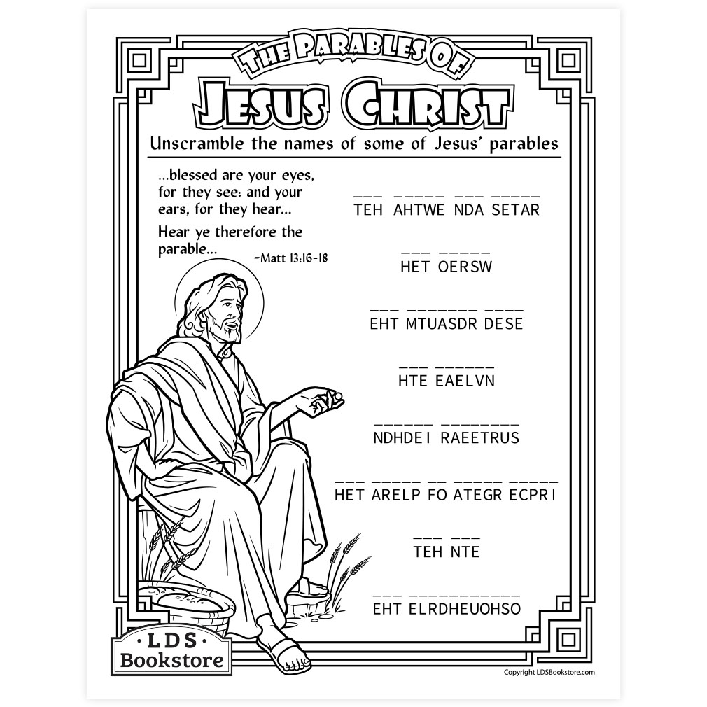 The Parables Of Jesus Christ Activity Page Printable