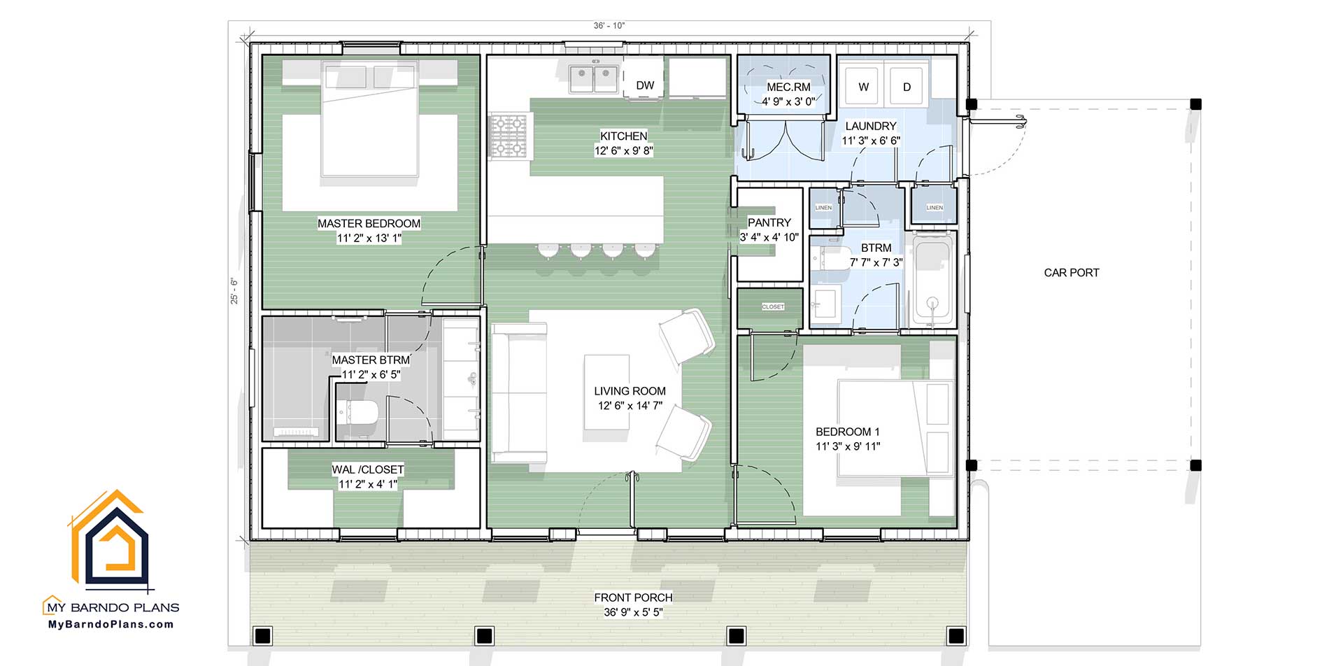 The Quinn Barndominium 924 Sq Ft 2 Bedroom 2 Bathroom