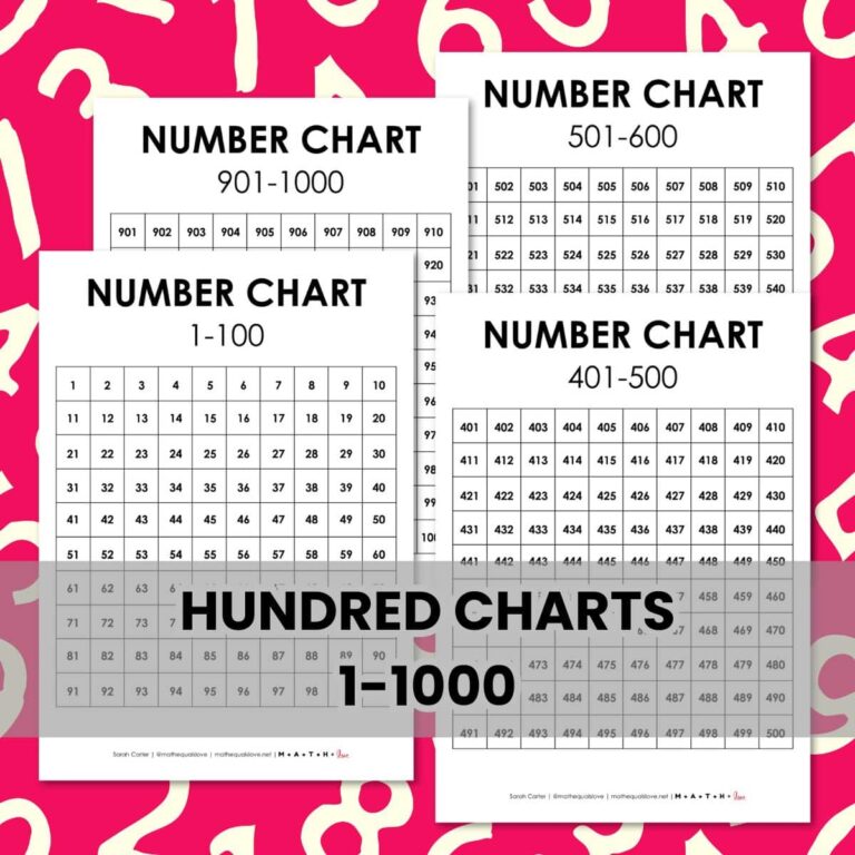 Filled Number Chart 1 To 1000 Free Printable Pdf - We Love Printables