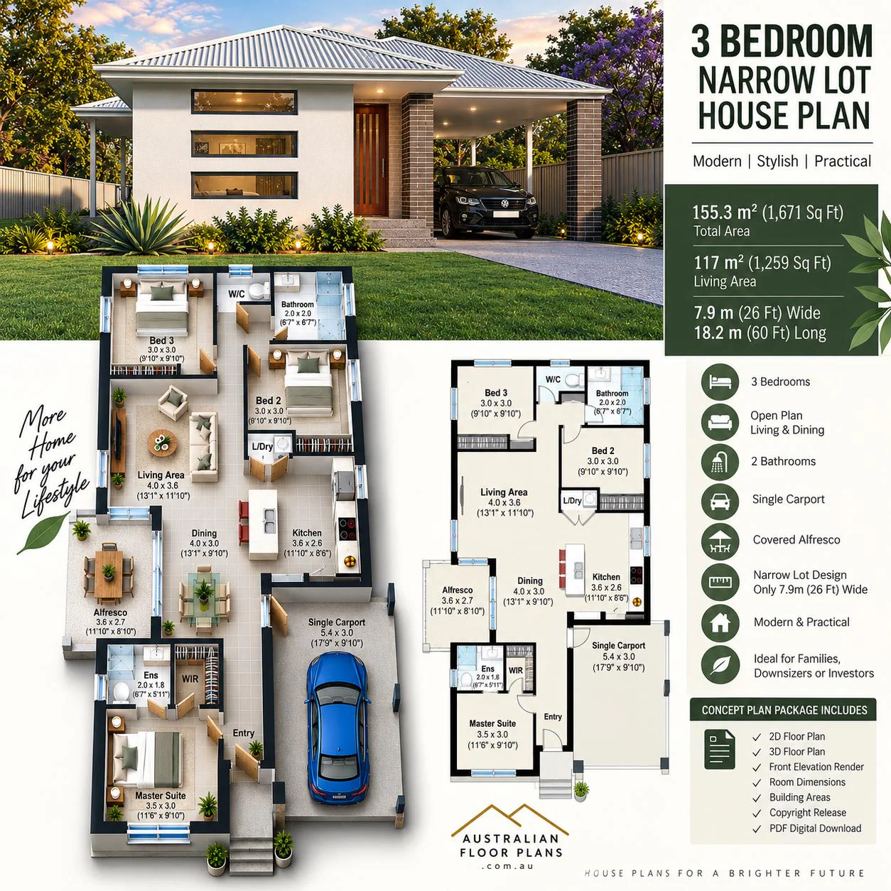 Three Bedroom Small House Plans