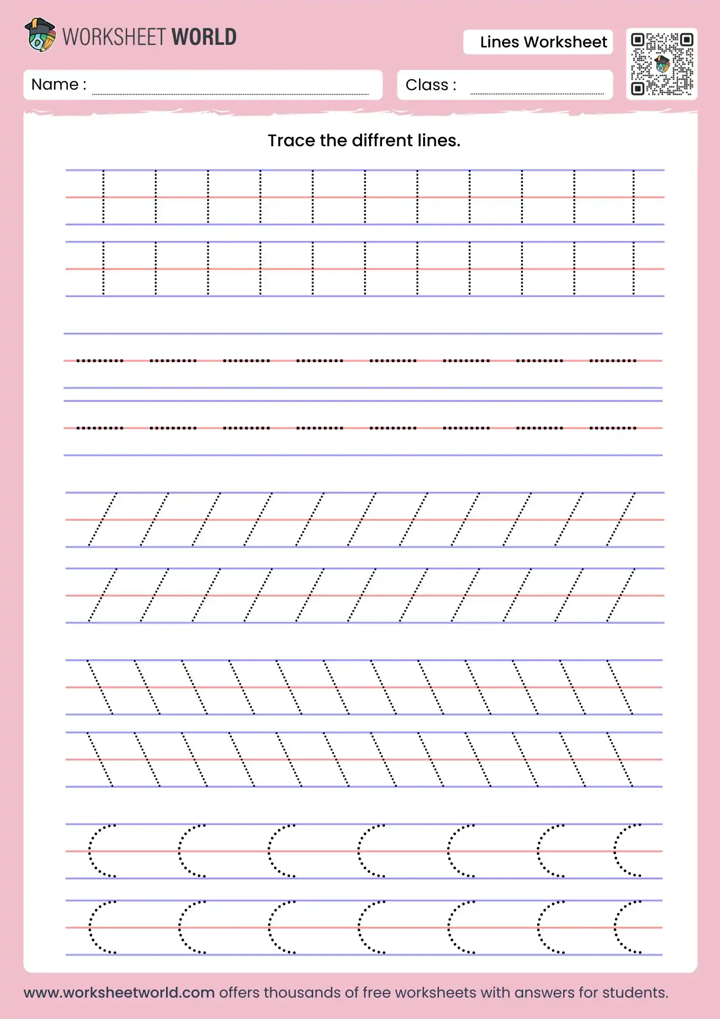 Tracing Lines Worksheets
