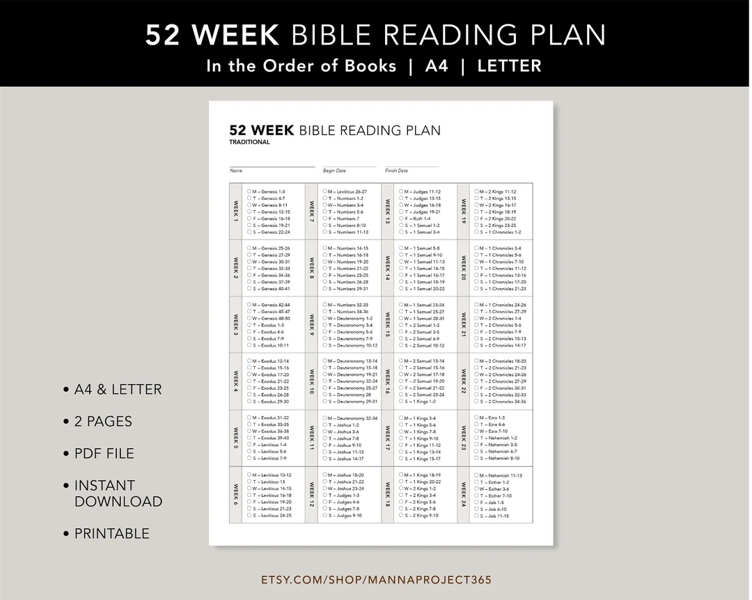 Traditional 52 Week Bible Reading Plan
