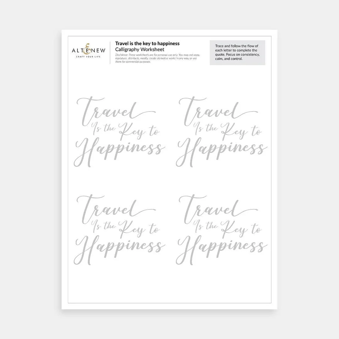 Travel Inspired Printable Calligraphy Worksheets Brush Lettering For Beginners