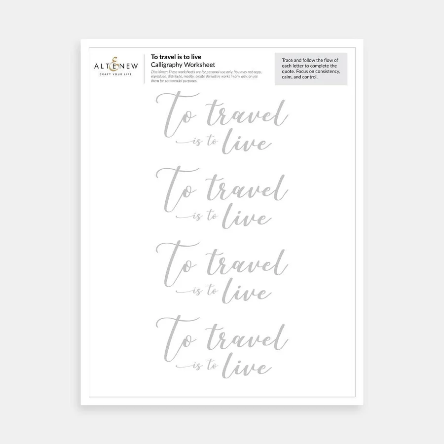 Travel Inspired Printable Calligraphy Worksheets Brush Lettering For Beginners