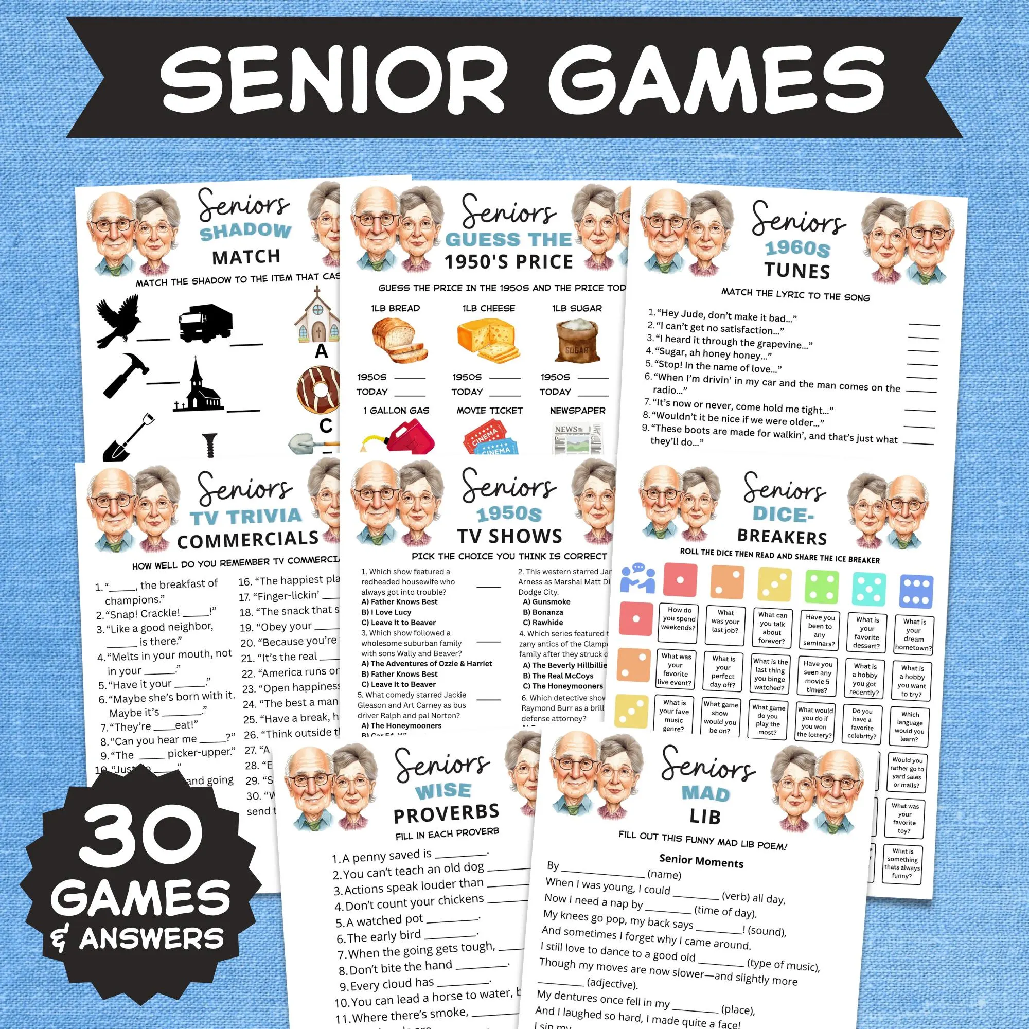 Ultimate 30 Senior Game Bundle Printable