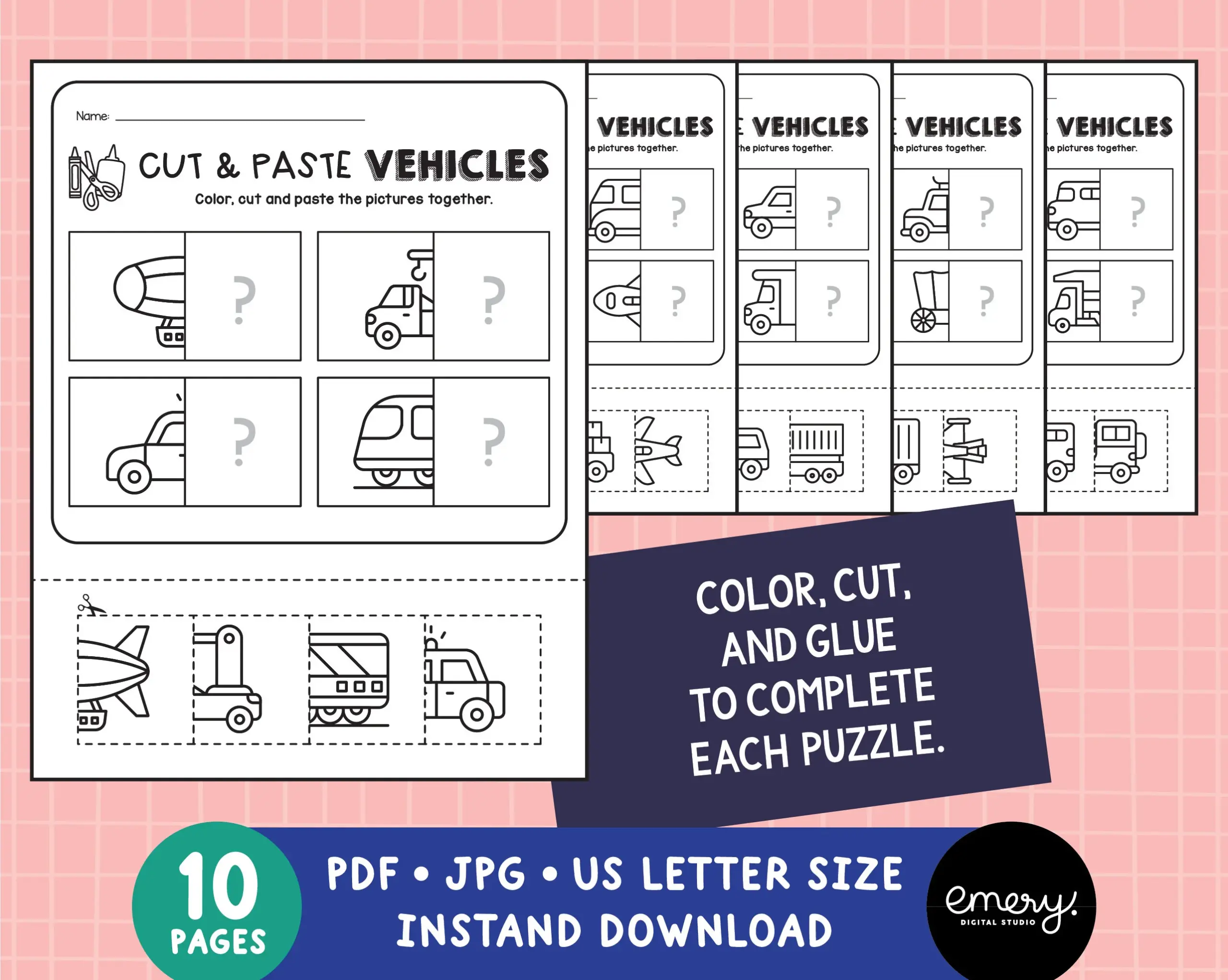 Vehicle Cut And Paste Worksheets