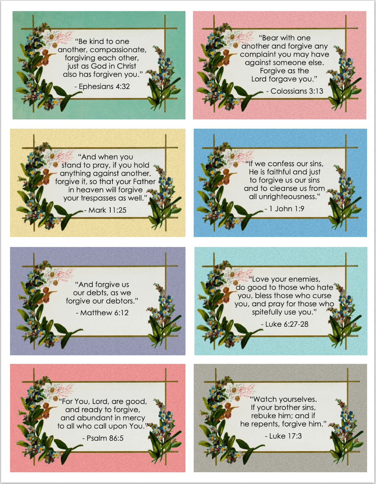 Verses On Forgiveness Free Printable