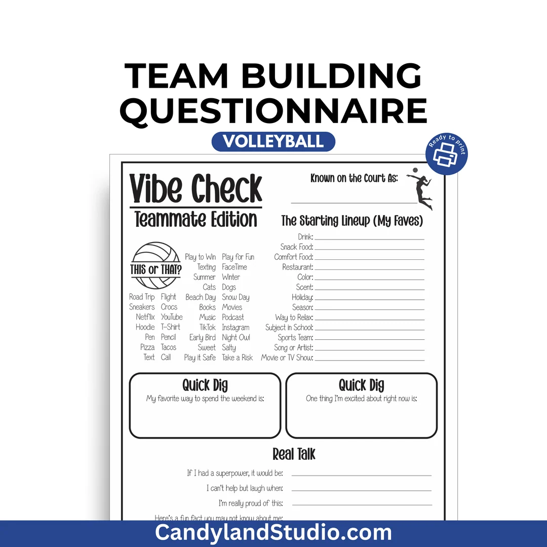 Volleyball Get To Know Me Team Building Questionnaire