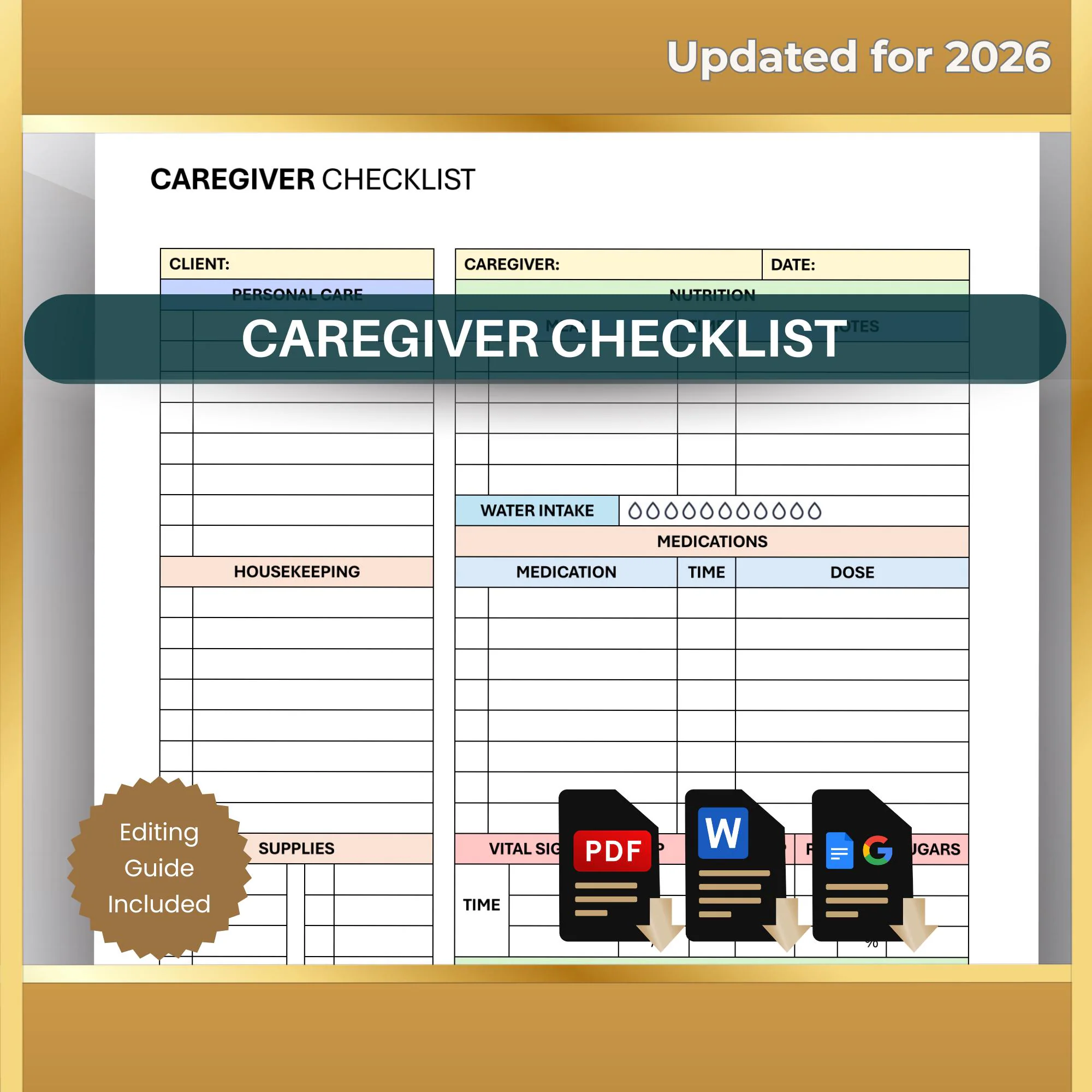 Weekly Elderly Caregiver Checklist