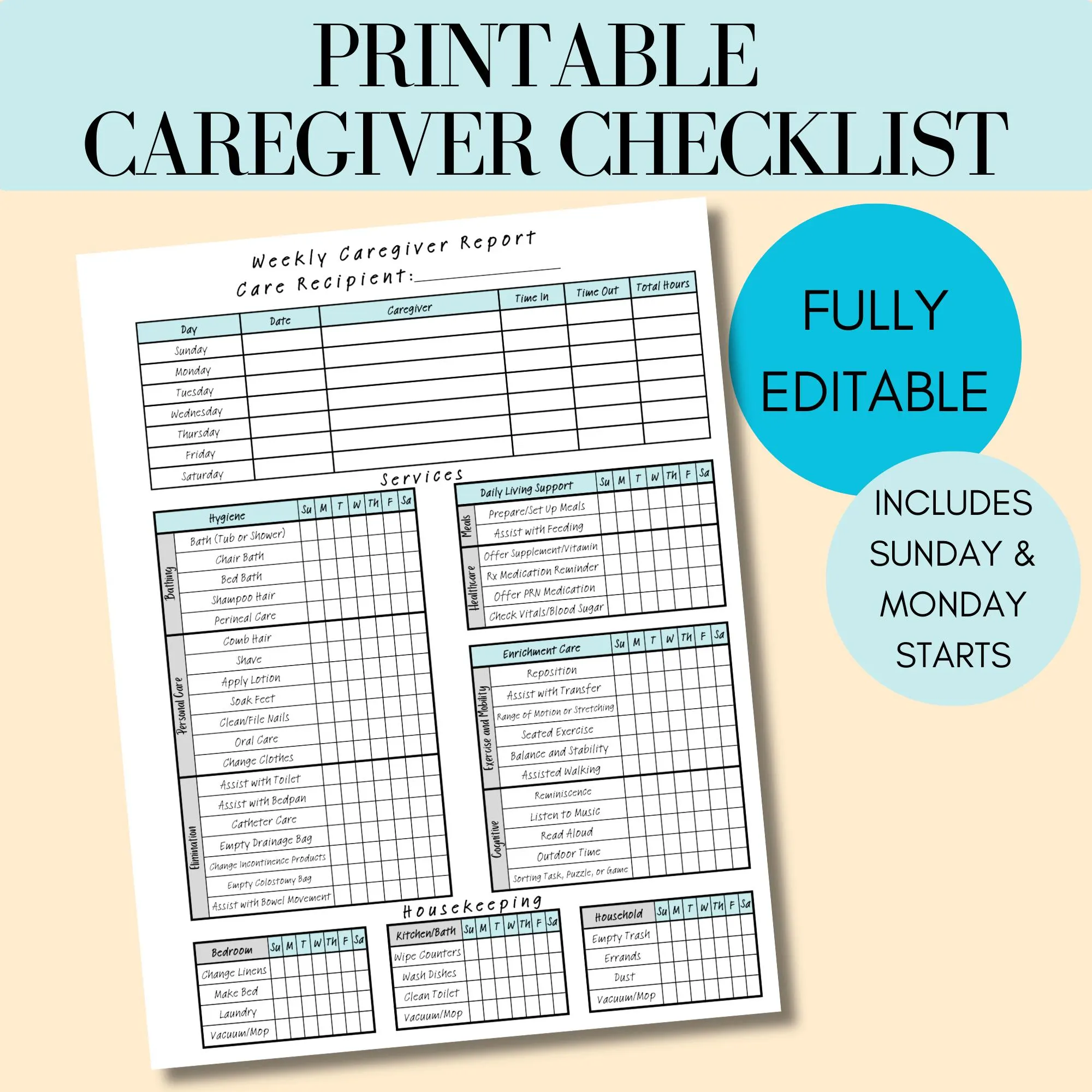 Weekly Senior Caregiver Checklist