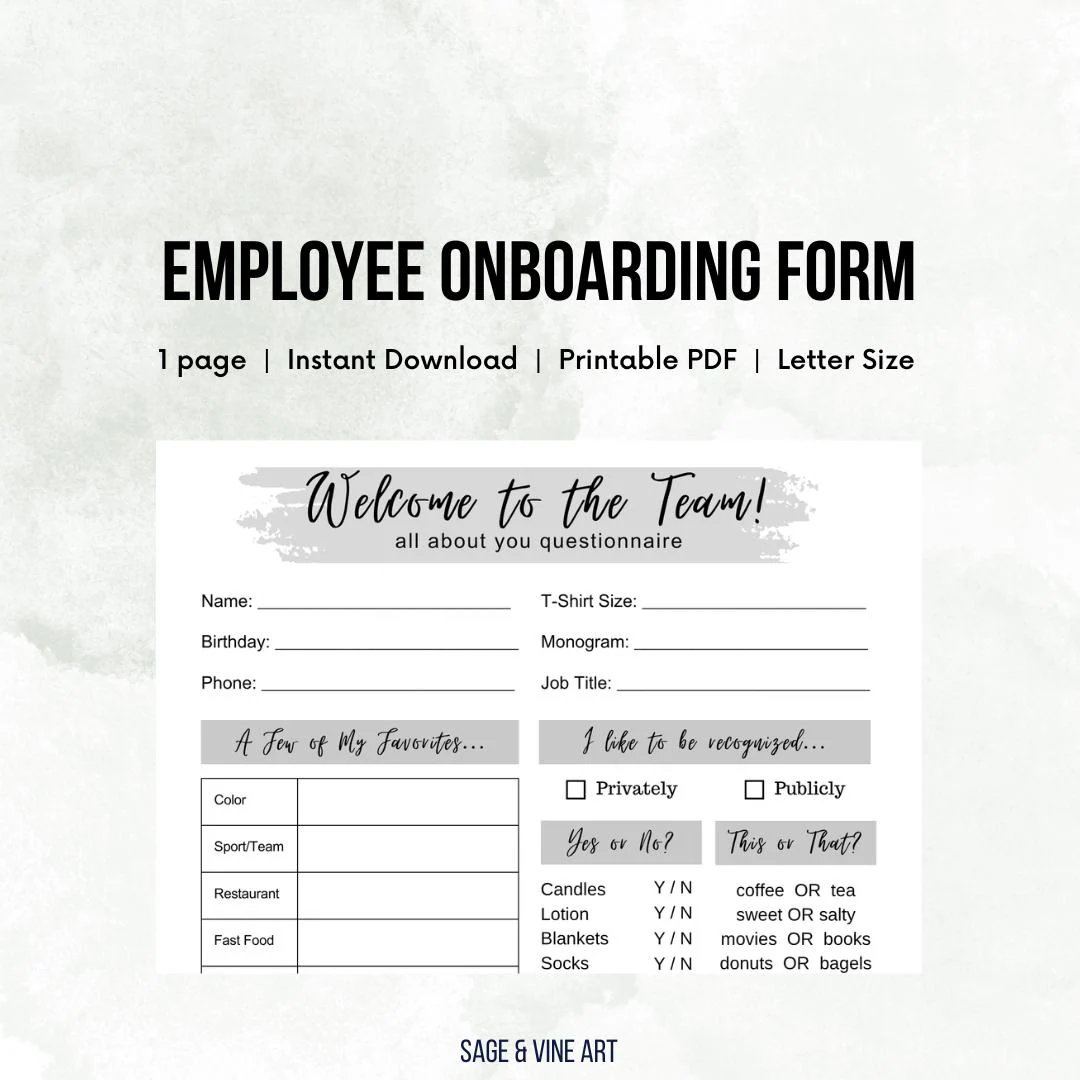 Welcome To The Team Questionnaire