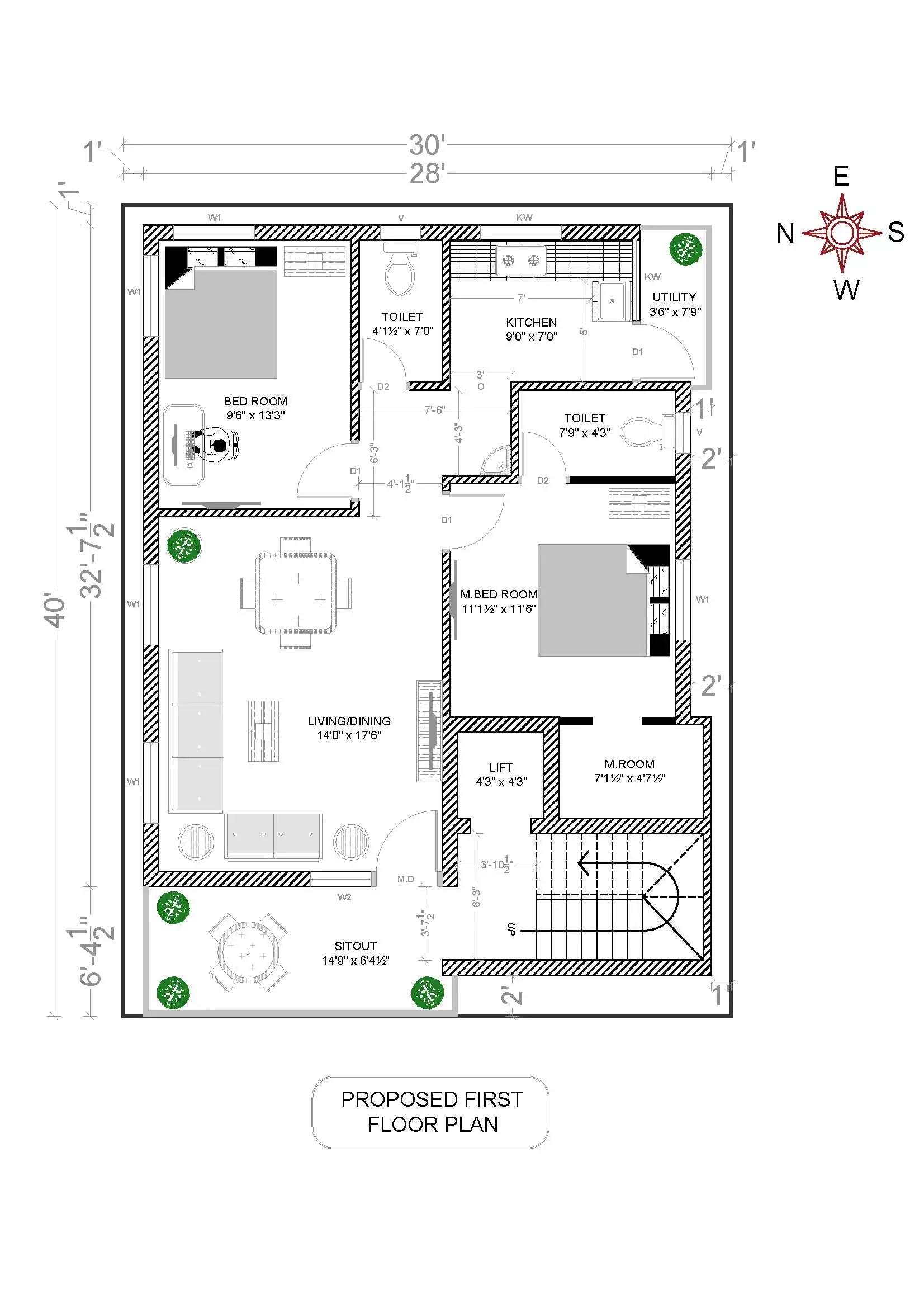 West Facing House Plan
