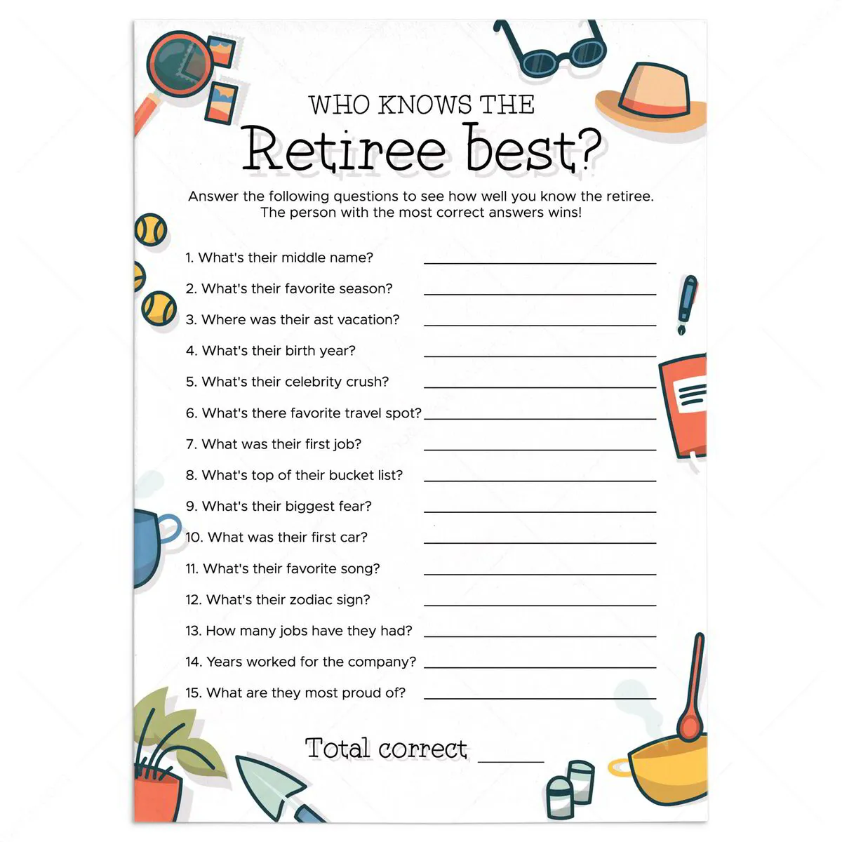Who Knows The Retiree Best Game For Farewell Party Keepsake