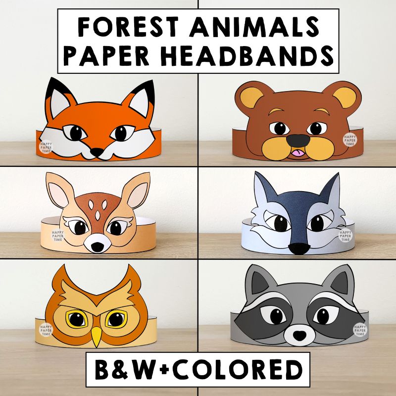 Woodland Animal Crowns Colored For Coloring