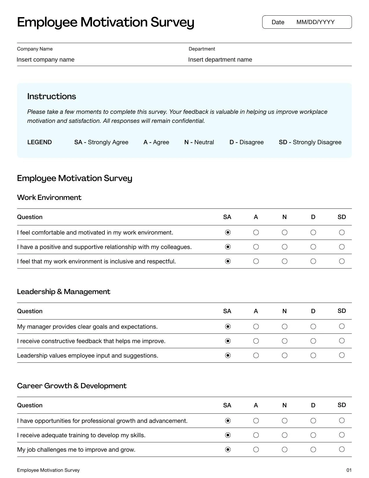 Worklife Balance Survey Questions Template