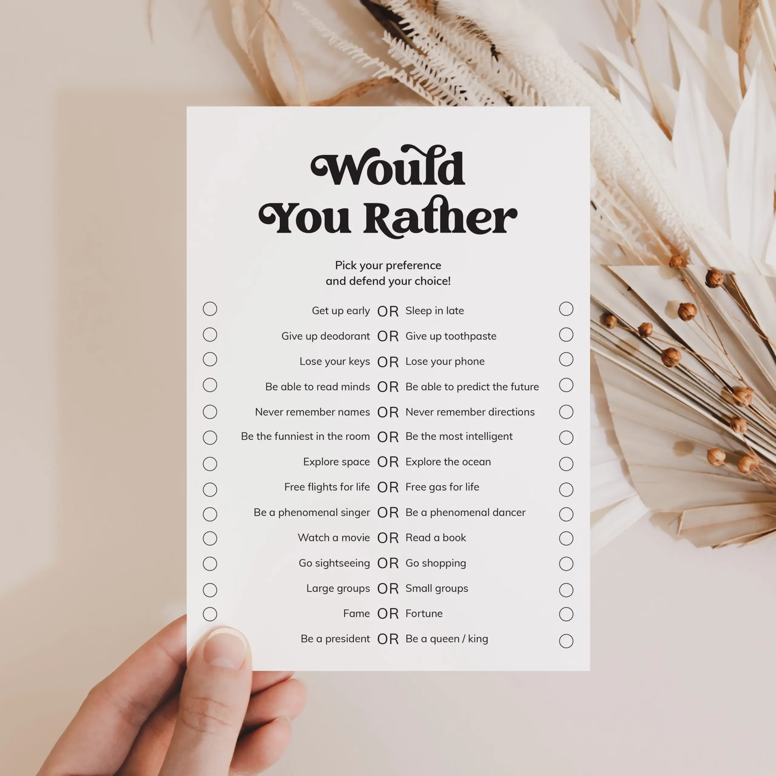 Would You Rather Questions For Adults Printable Icebreaker