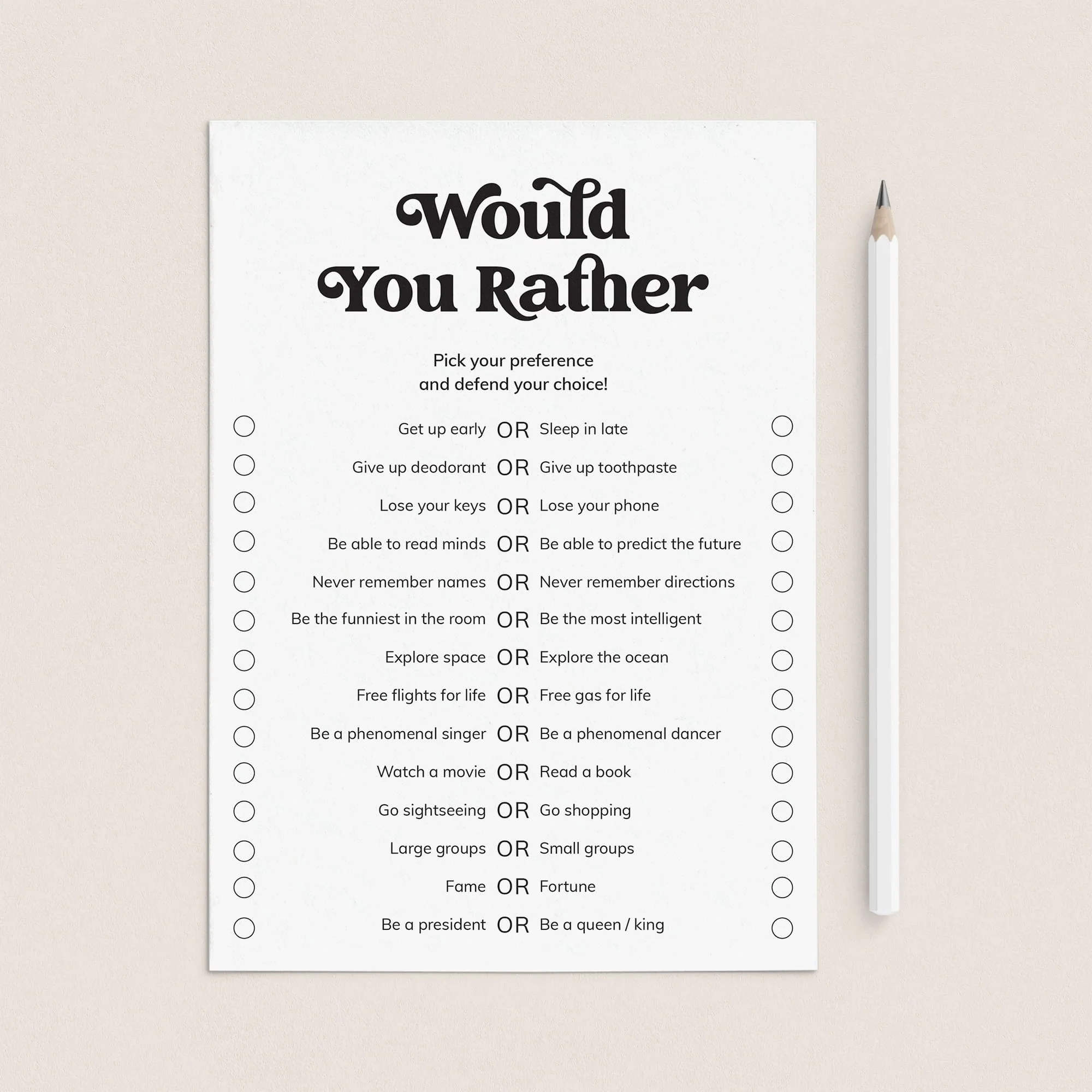 Would You Rather Questions For Adults Printable Icebreaker