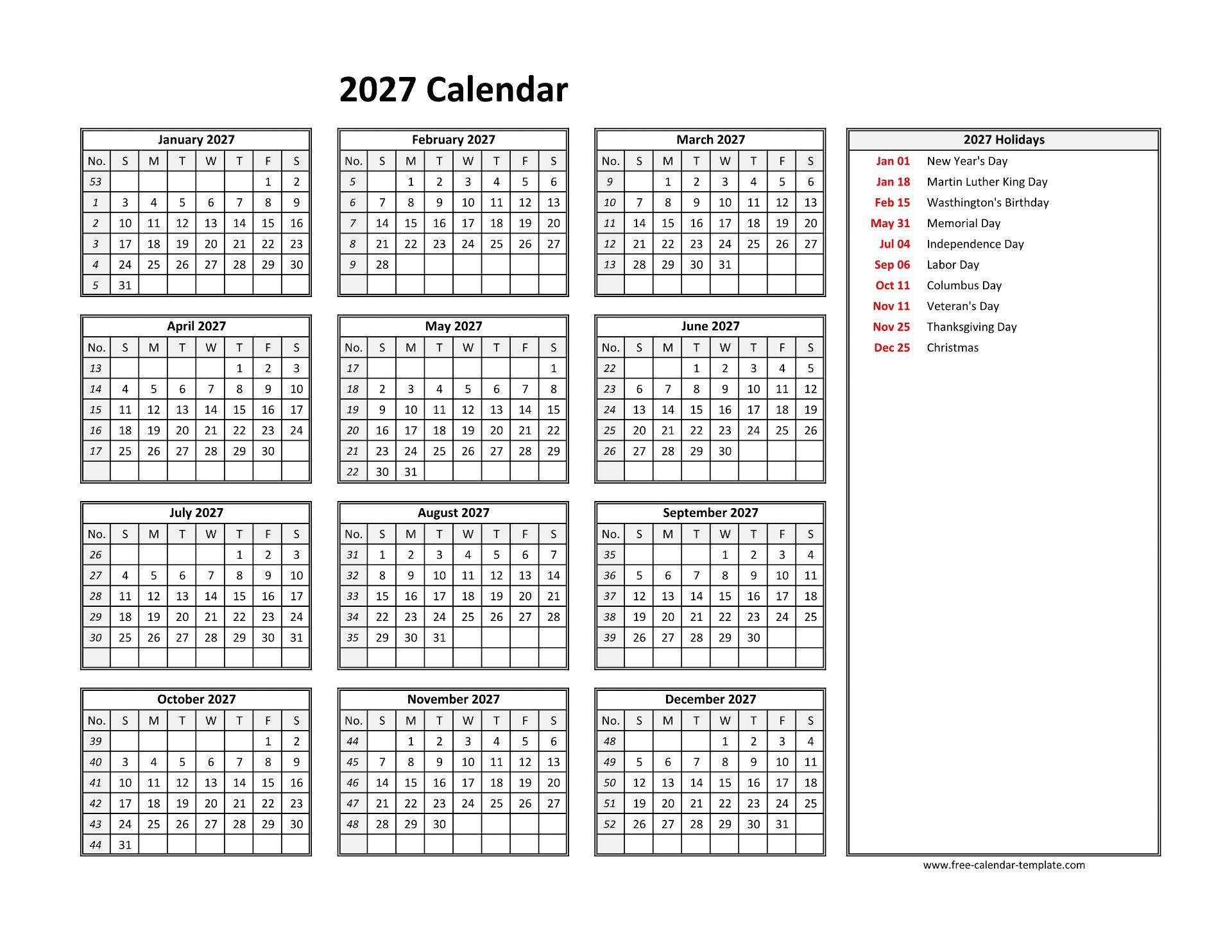 Yearly Printable Calendar Yearly Printable Calendar